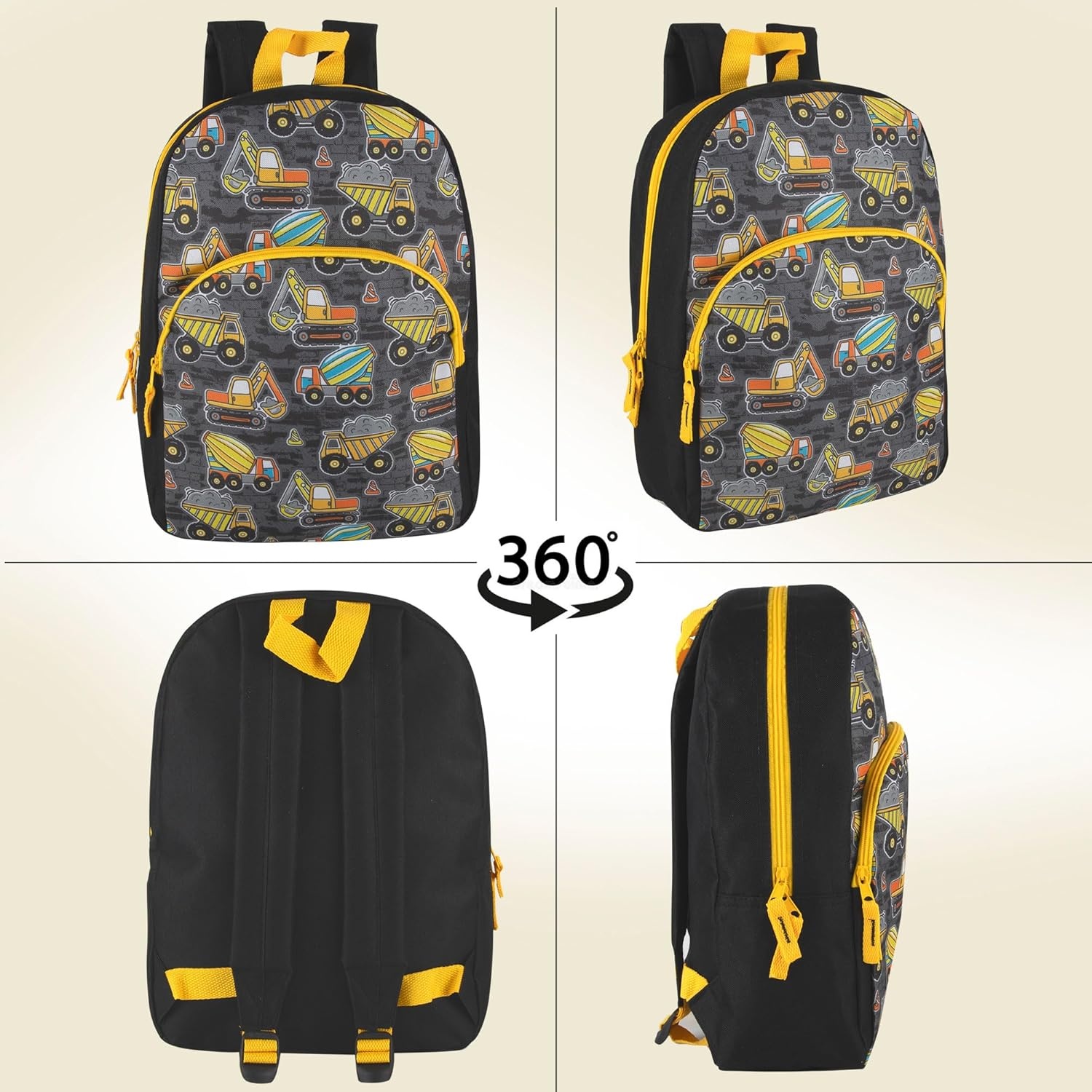 Trail maker 15 Inch Kids Backpacks for Boys & Girls | Preschool, Kindergarten, Elementary School Backpacks with Adjustable, Padded Straps (Prehistoric Pals)(Tough Trucks)