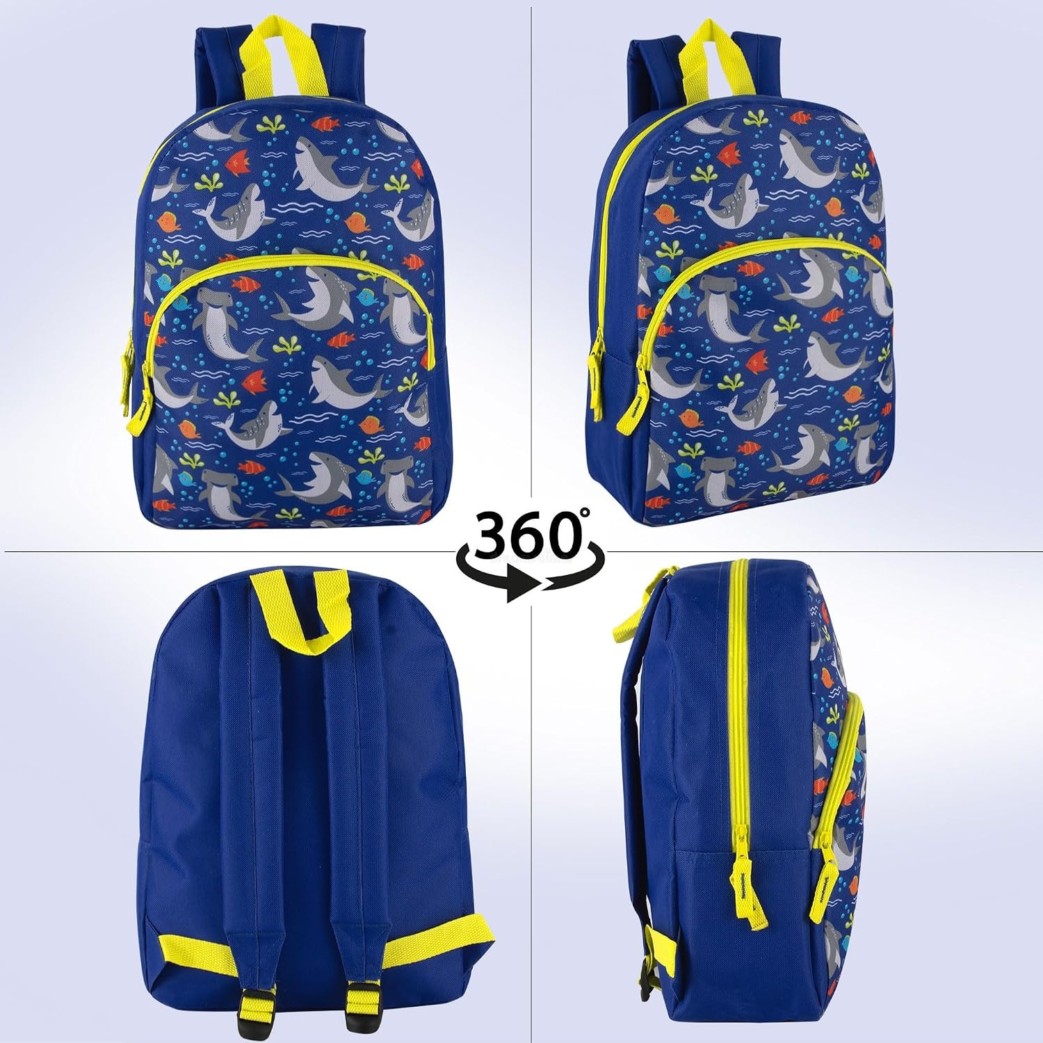 Trail maker 15 Inch Kids Backpacks for Boys & Girls | Preschool, Kindergarten, Elementary School Backpacks with Adjustable, Padded Straps (Prehistoric Pals)(Seafaring Sharks)