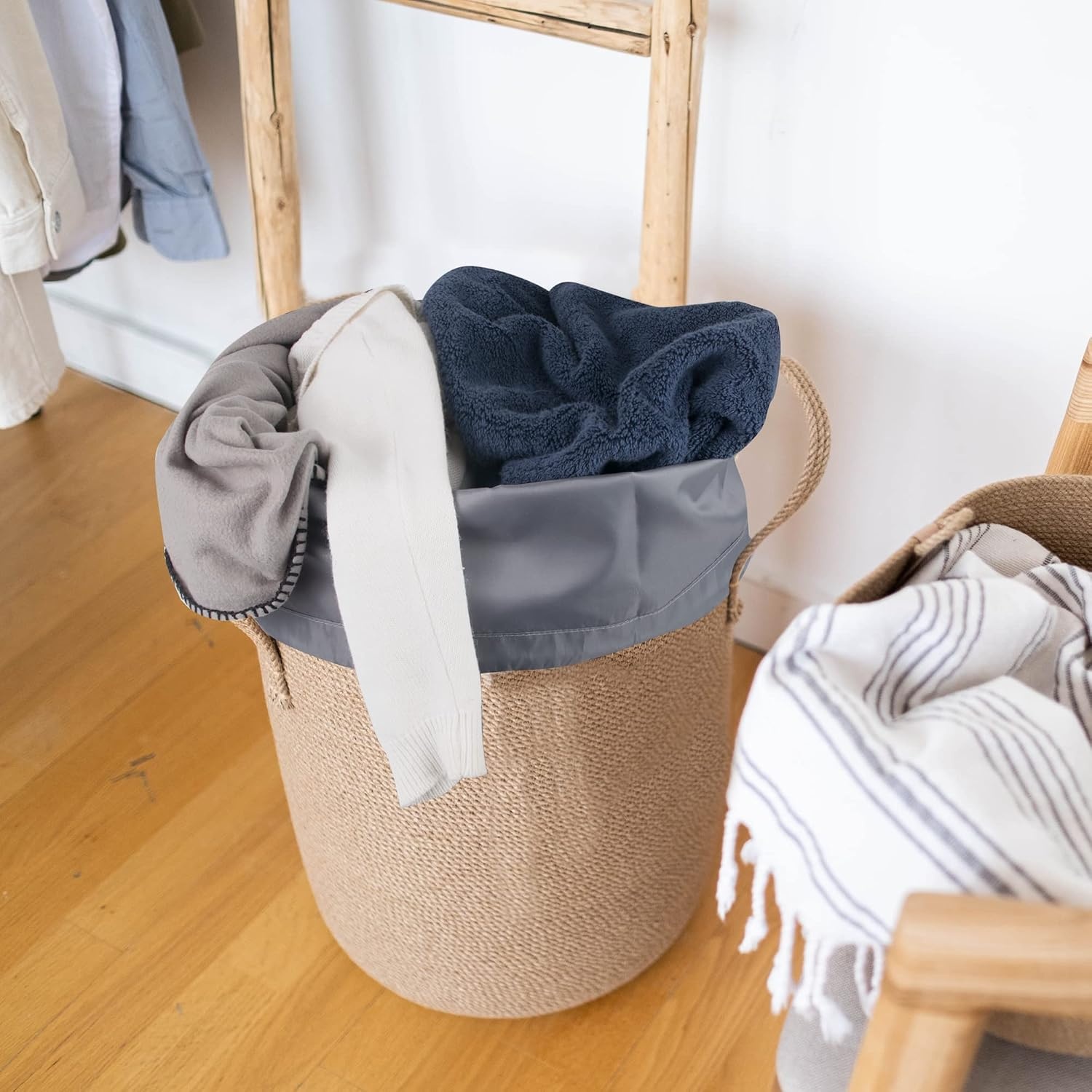 Washable Drawstring Laundry Bags 2 Pack Extra Large Heavy Duty College Dorm Dirty Laundry Clothes Travel Bag and Gym Clothes Bag for Guys and Girls (Turquoise Wash Me)(Grey)