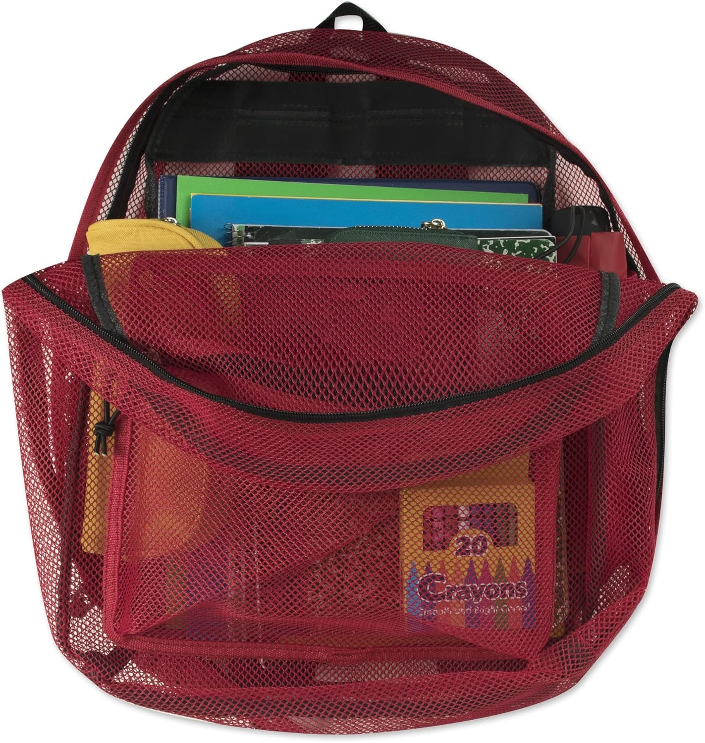 Transparent Mesh Backpacks for School Kids, Beach, Travel – Mesh See Through Backpack with Padded Straps Large(Red)