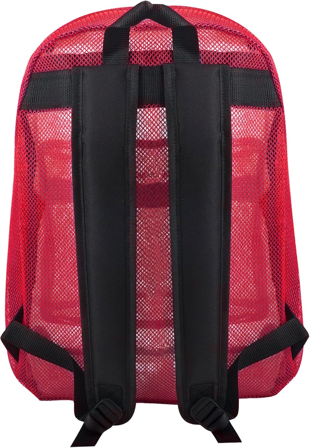 Transparent Mesh Backpacks for School Kids, Beach, Travel – Mesh See Through Backpack with Padded Straps Large(Red)