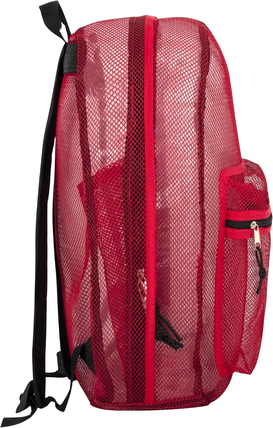 Transparent Mesh Backpacks for School Kids, Beach, Travel – Mesh See Through Backpack with Padded Straps Large(Red)