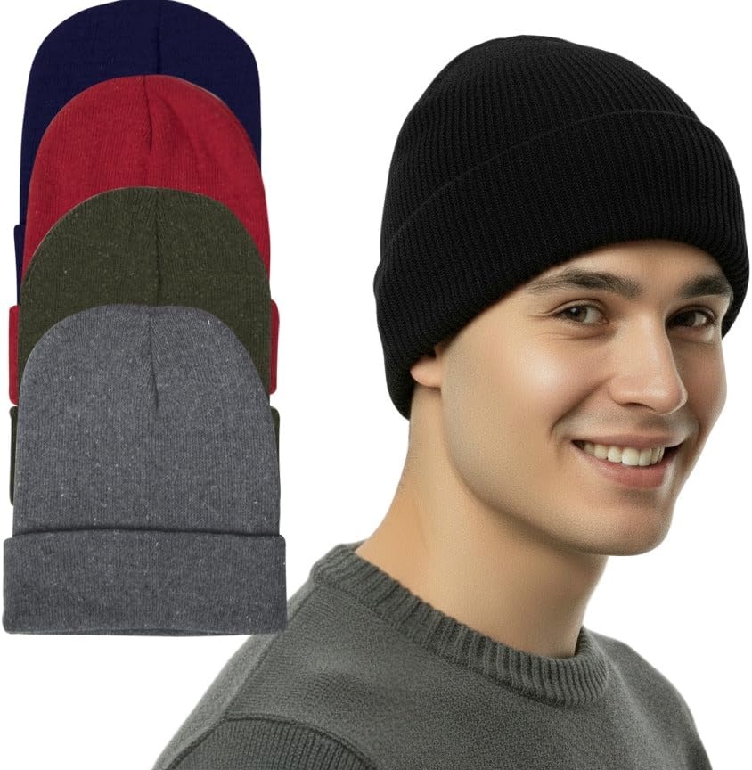 50 Pack of Bulk Wholesale Adult One Size Men and Womens Stretch Knit Beanie Skull Hats for Fall, Winter, Snow, Wind & Rain(Assorted Colors Pack)