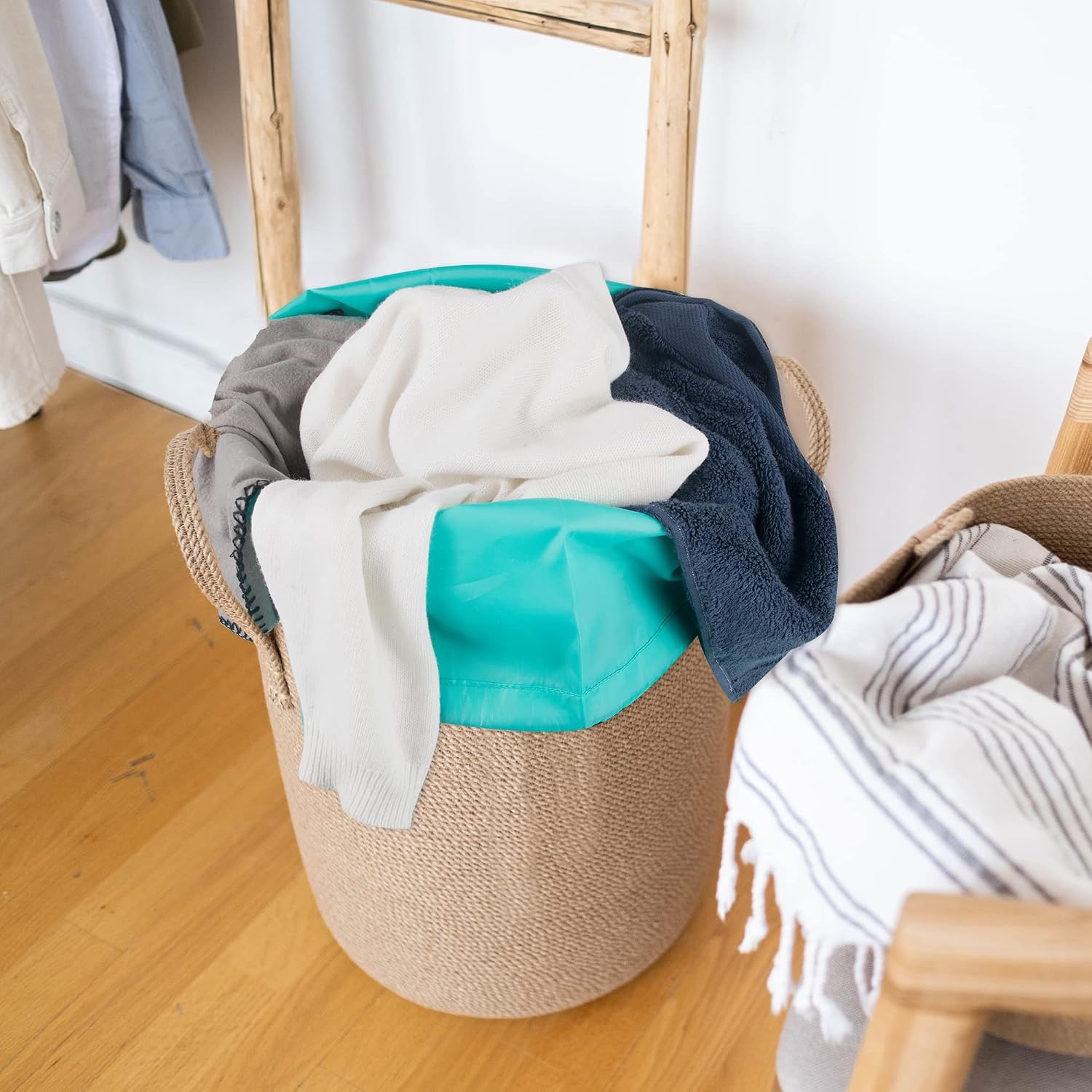 Washable Drawstring Laundry Bags 2 Pack Extra Large Heavy Duty College Dorm Dirty Laundry Clothes Travel Bag and Gym Clothes Bag for Guys and Girls (Turquoise Wash Me)(Turquoise Wash Me)