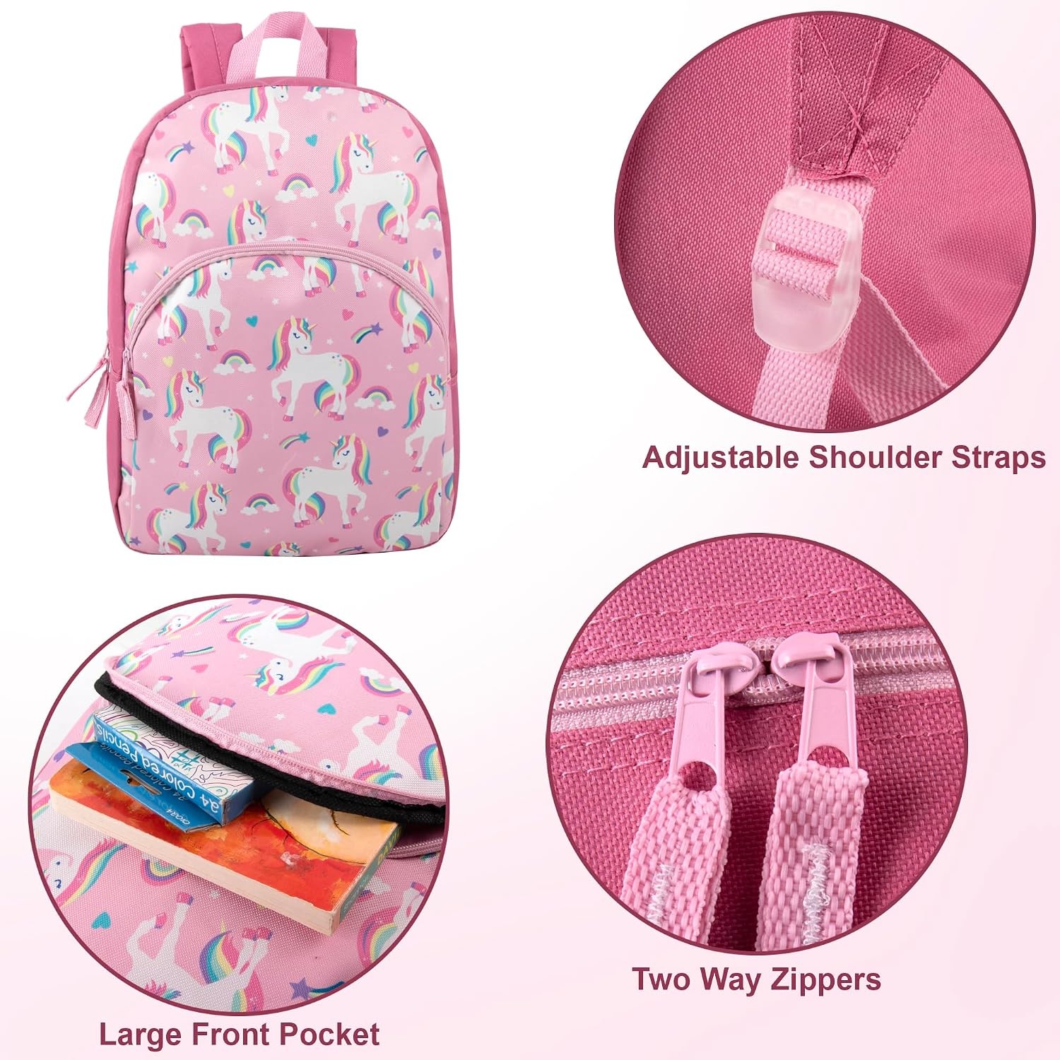 Trail maker 15 Inch Kids Backpacks for Boys & Girls | Preschool, Kindergarten, Elementary School Backpacks with Adjustable, Padded Straps (Prehistoric Pals)(Unique Unicorns)