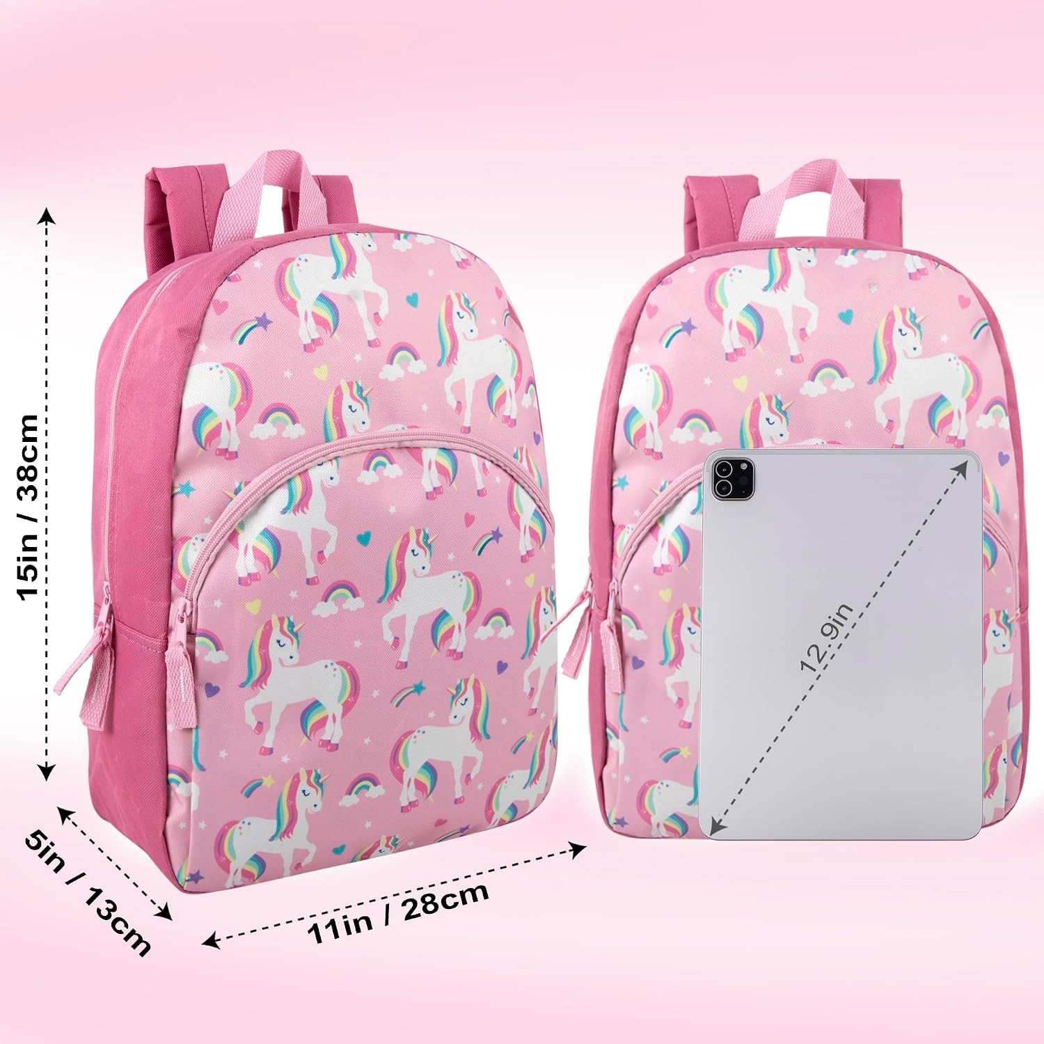 Trail maker 15 Inch Kids Backpacks for Boys & Girls | Preschool, Kindergarten, Elementary School Backpacks with Adjustable, Padded Straps (Prehistoric Pals)(Unique Unicorns)