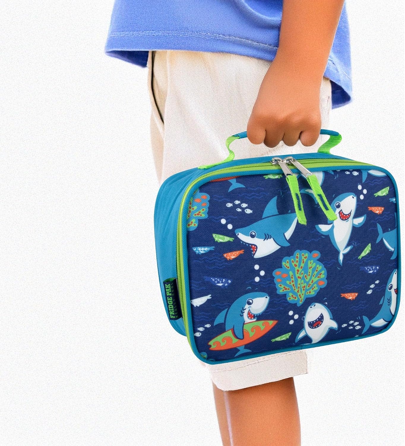 Trail maker Kids School Lunch Box Insulated for Boys, Girls | Fun Insulated Lunch Bag for Kids, School, Camp, Sports (Snarky Sharkies)(Snarky Sharkies)