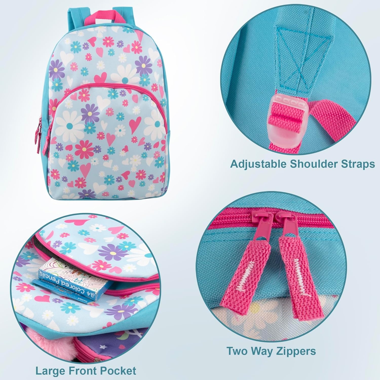 Trail maker 15 Inch Kids Backpacks for Boys & Girls | Preschool, Kindergarten, Elementary School Backpacks with Adjustable, Padded Straps (Prehistoric Pals)(Dancing Daisies)