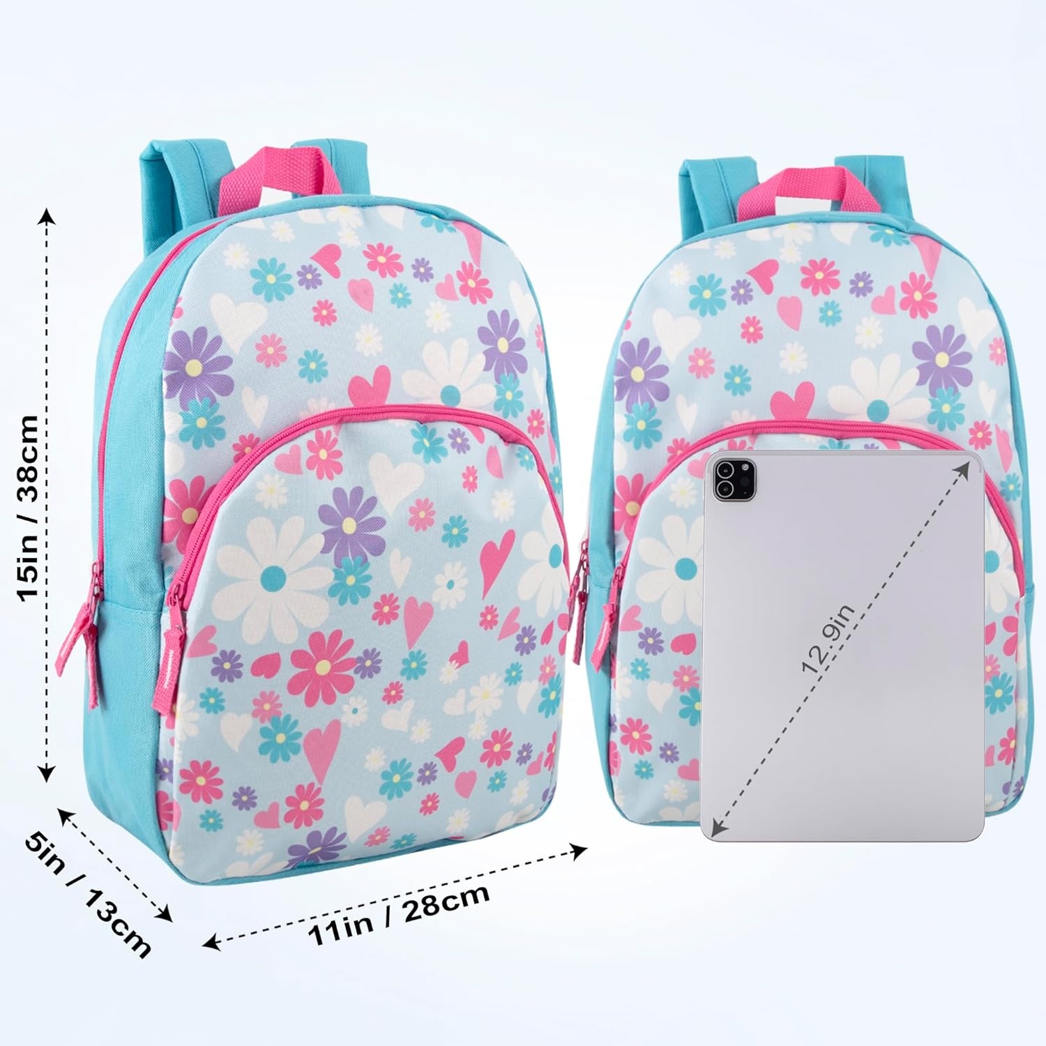 Trail maker 15 Inch Kids Backpacks for Boys & Girls | Preschool, Kindergarten, Elementary School Backpacks with Adjustable, Padded Straps (Prehistoric Pals)(Dancing Daisies)