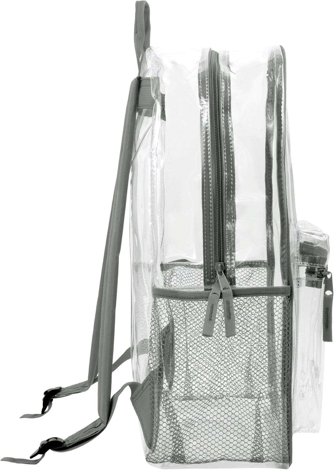 Trail maker Clear Backpack Heavy Duty with Padded Straps, Side Pockets for Kids, Boys, Girls, School, Stadium Approved Events(Gray)