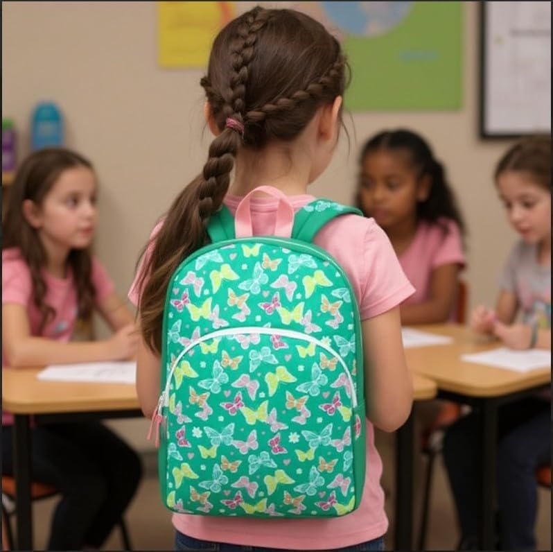 Trail maker 15 Inch Kids Backpacks for Boys & Girls | Preschool, Kindergarten, Elementary School Backpacks with Adjustable, Padded Straps (Prehistoric Pals)(Beautiful Butterflies)