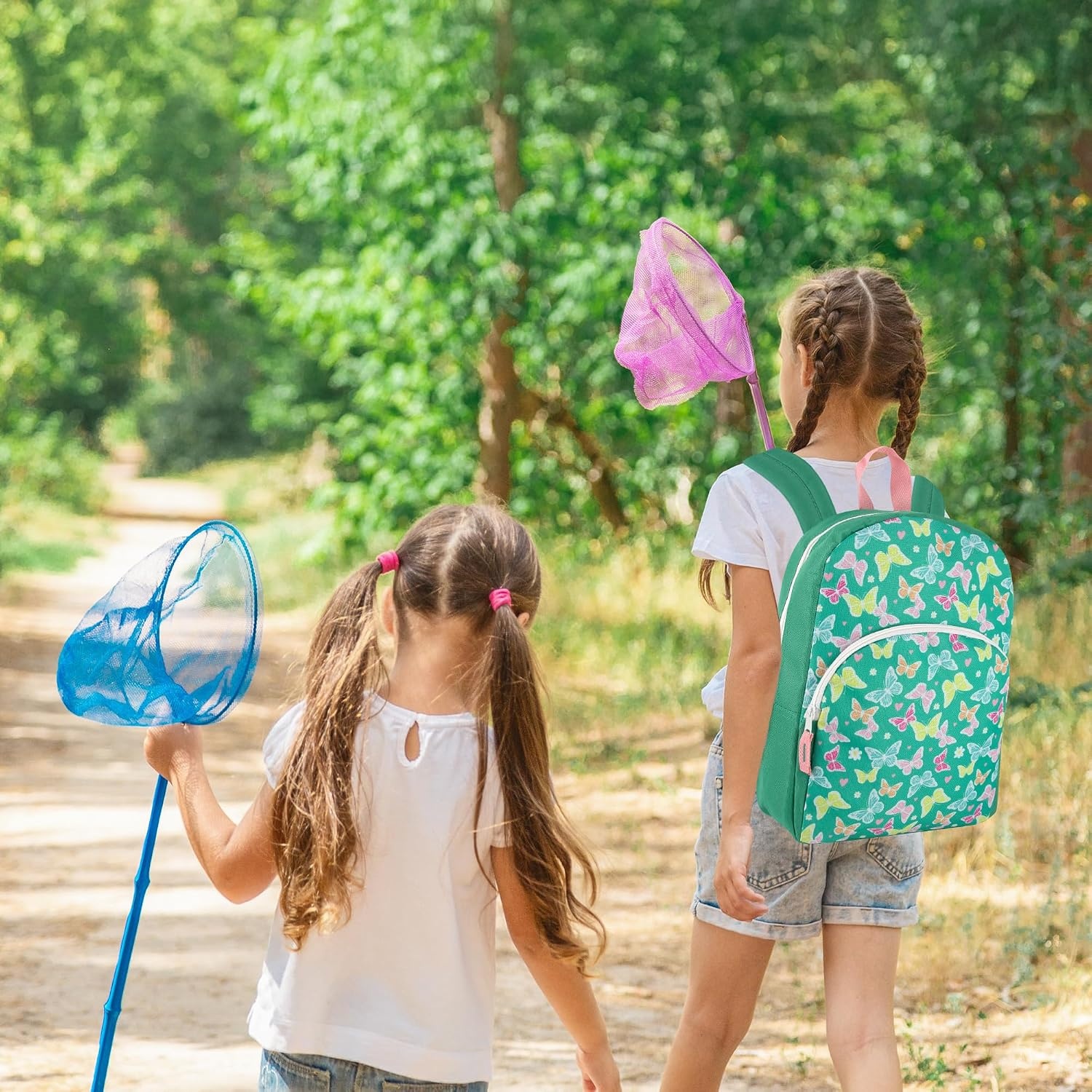 Trail maker 15 Inch Kids Backpacks for Boys & Girls | Preschool, Kindergarten, Elementary School Backpacks with Adjustable, Padded Straps (Prehistoric Pals)(Beautiful Butterflies)
