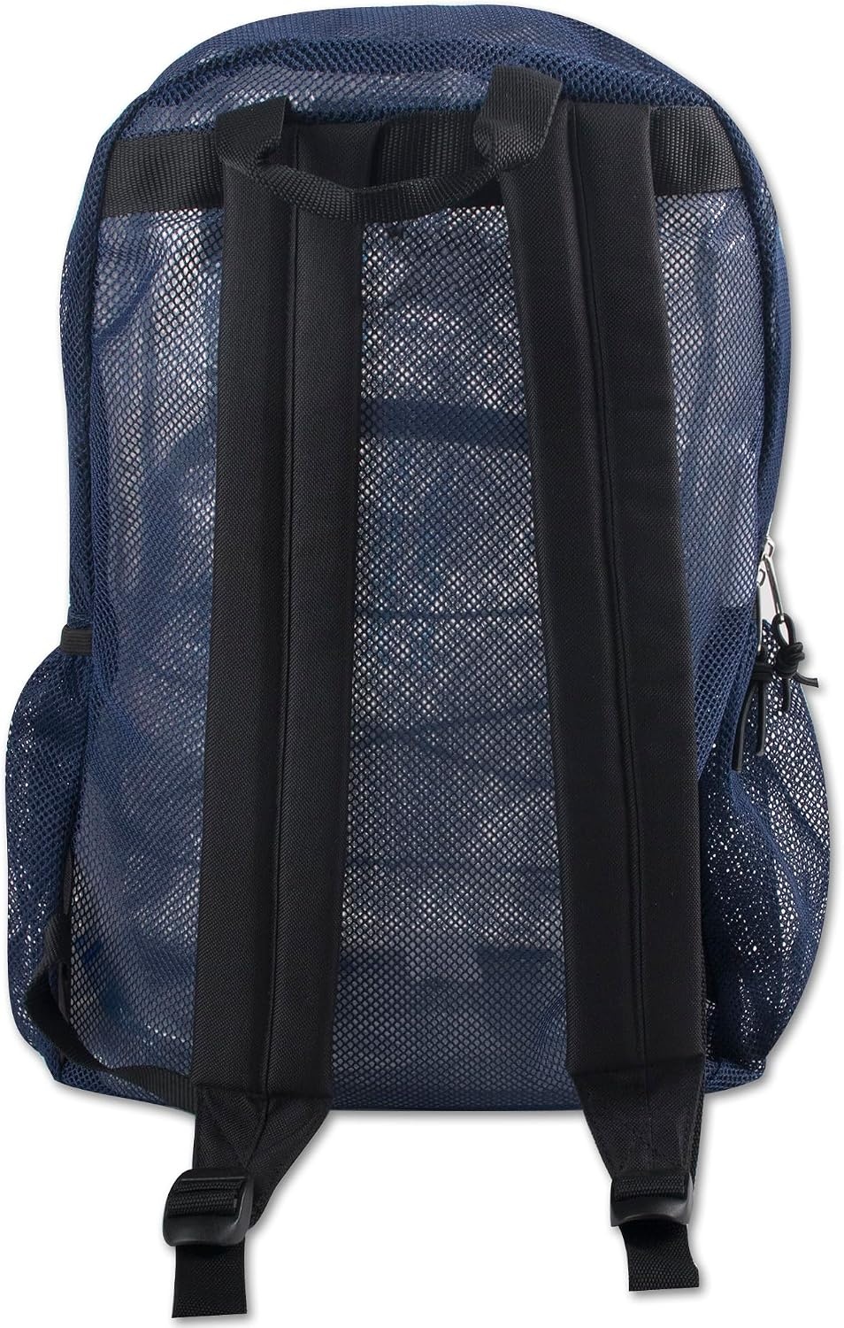 Trail maker Deluxe See Through Mesh Backpack with Bungee Cord & Adjustable Padded Straps for Swimming, Travel (Aqua)(Navy)