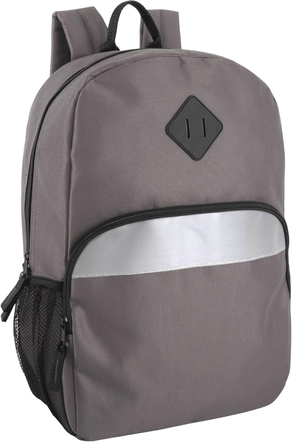 Trail maker (24 Pack) 17″ Backpack – Reflective School Backpack with Padded Straps, Water Bottle Pockets for Young Adults, Travel, Camp (Multi Color Pack)(Grey)