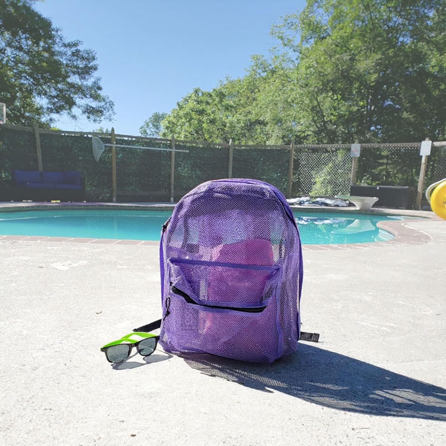 Transparent Mesh Backpacks for School Kids, Beach, Travel – Mesh See Through Backpack with Padded Straps Large(Lavender)