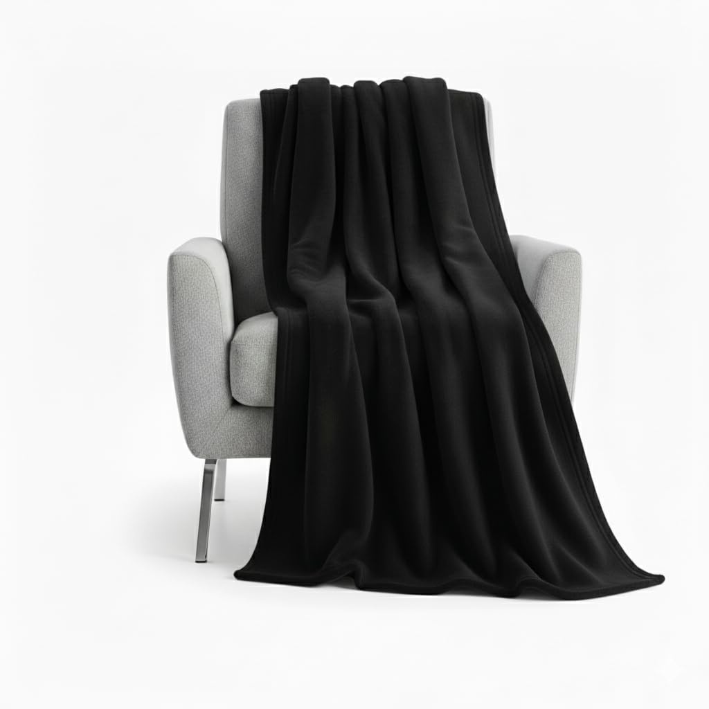 50×60 Throw Blankets, Ultra Soft Hypoallergenic Fleece Fall Throw Blanket for Livingroom, Couch, Chair, Bed, Black(Solid Black)