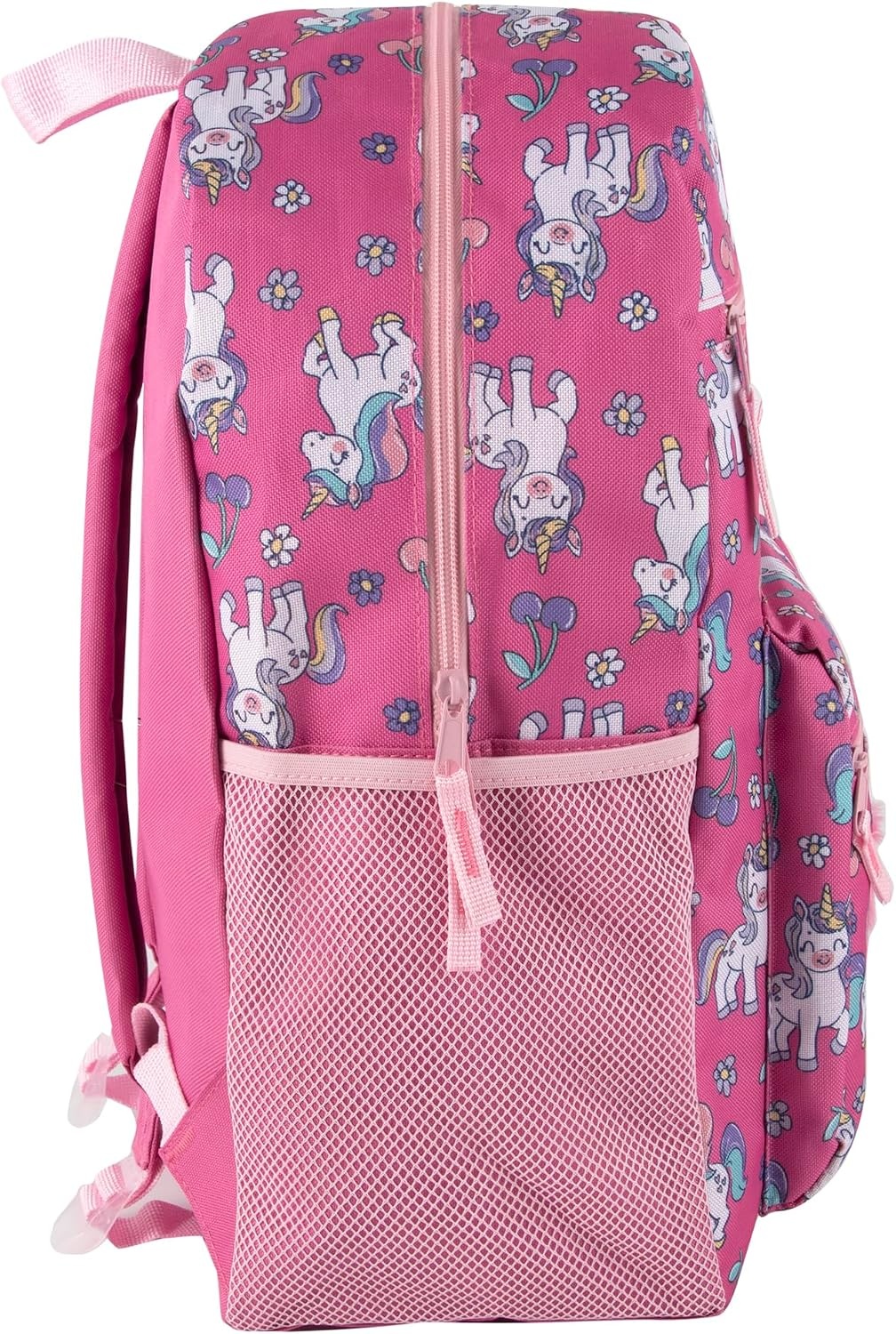 Trail maker 17 Kids Character School Backpacks Plush for Girls with Side Pockets, Padded Straps(Plush Cherry Unicorns)