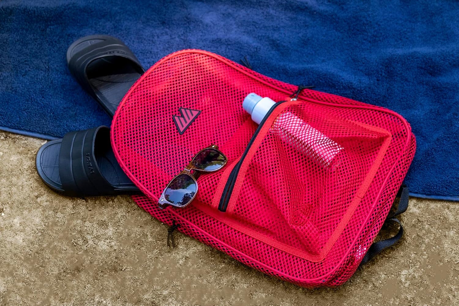 Summit Ridge Mesh Backpacks for Kids, Adults, School, Beach, and Travel, Colorful Transparent Mesh Backpacks with Padded Straps(Red)