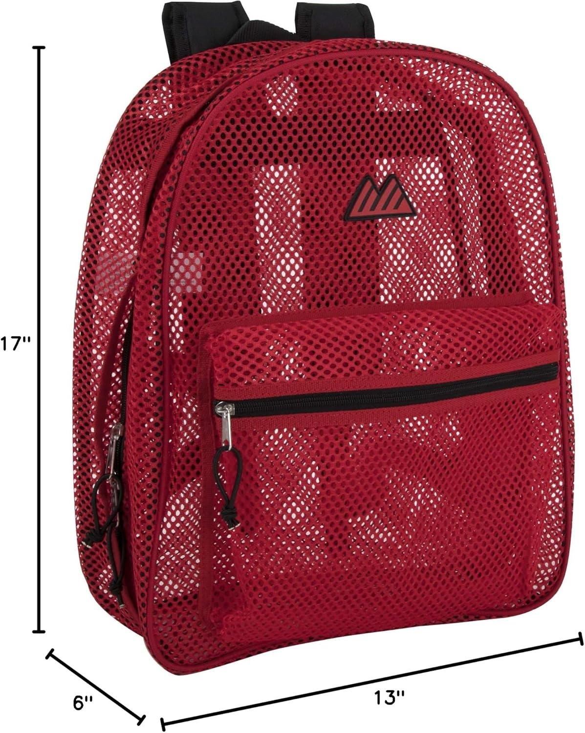 Summit Ridge Mesh Backpacks for Kids, Adults, School, Beach, and Travel, Colorful Transparent Mesh Backpacks with Padded Straps(Red)