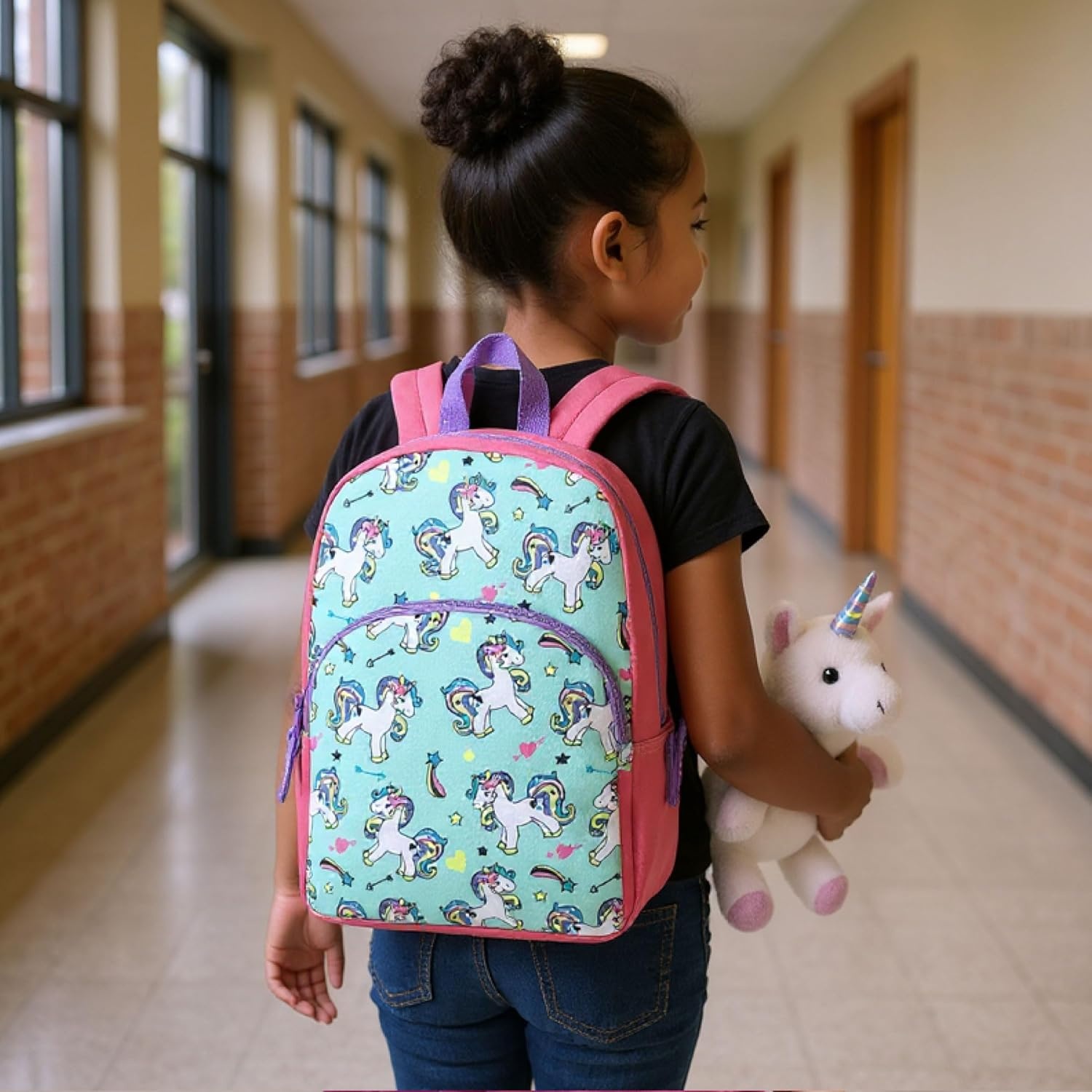 Trail maker 15 Inch Kids Backpacks for Boys & Girls | Preschool, Kindergarten, Elementary School Backpacks with Adjustable, Padded Straps (Prehistoric Pals)(Upbeat Unicorns)
