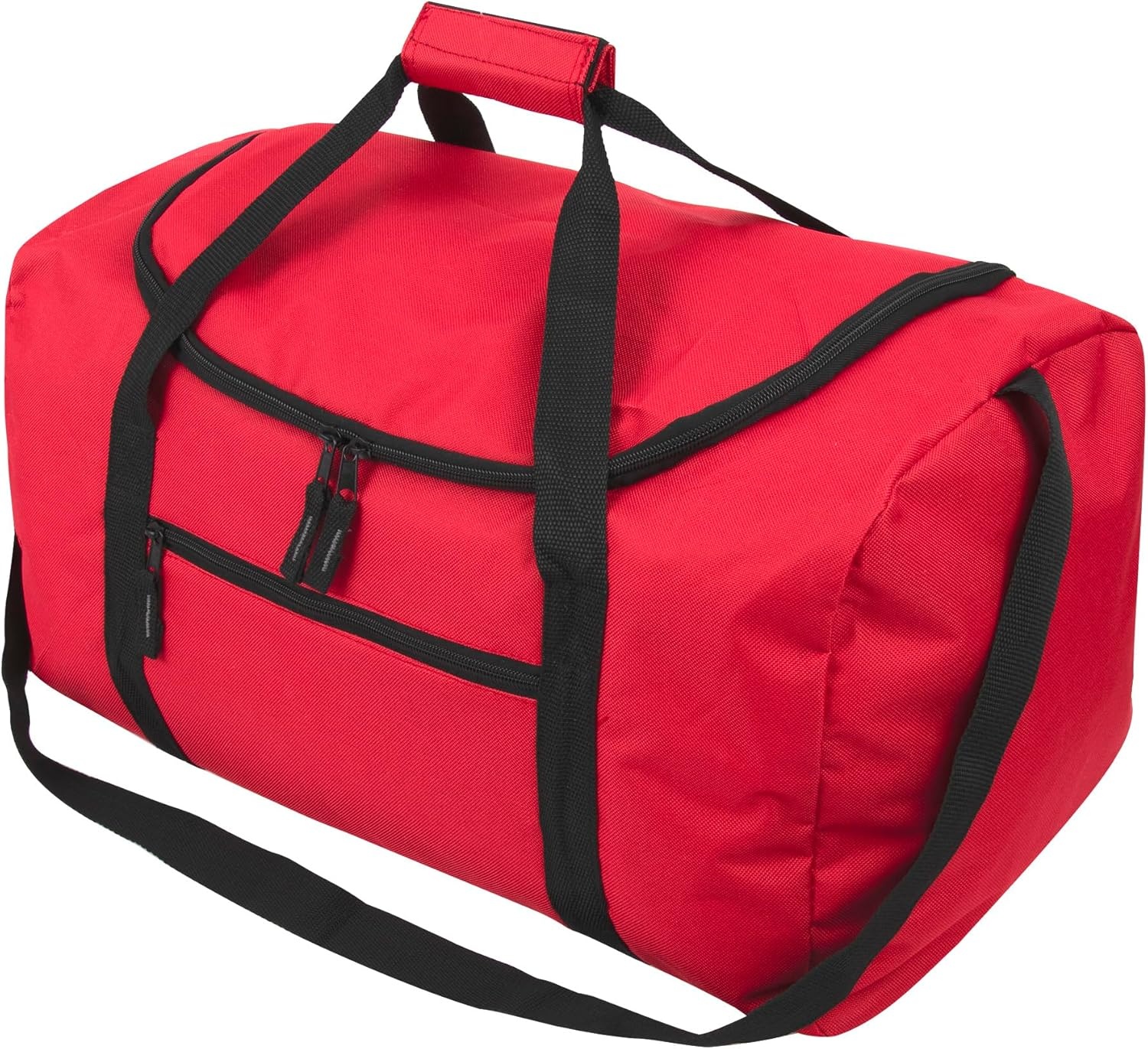 20 Inch, 40 Liter Duffel Bag for Men, Women Travel Weekender Overnight Carry-on Shoulder Duffel Tote Bag (Black)(Red)