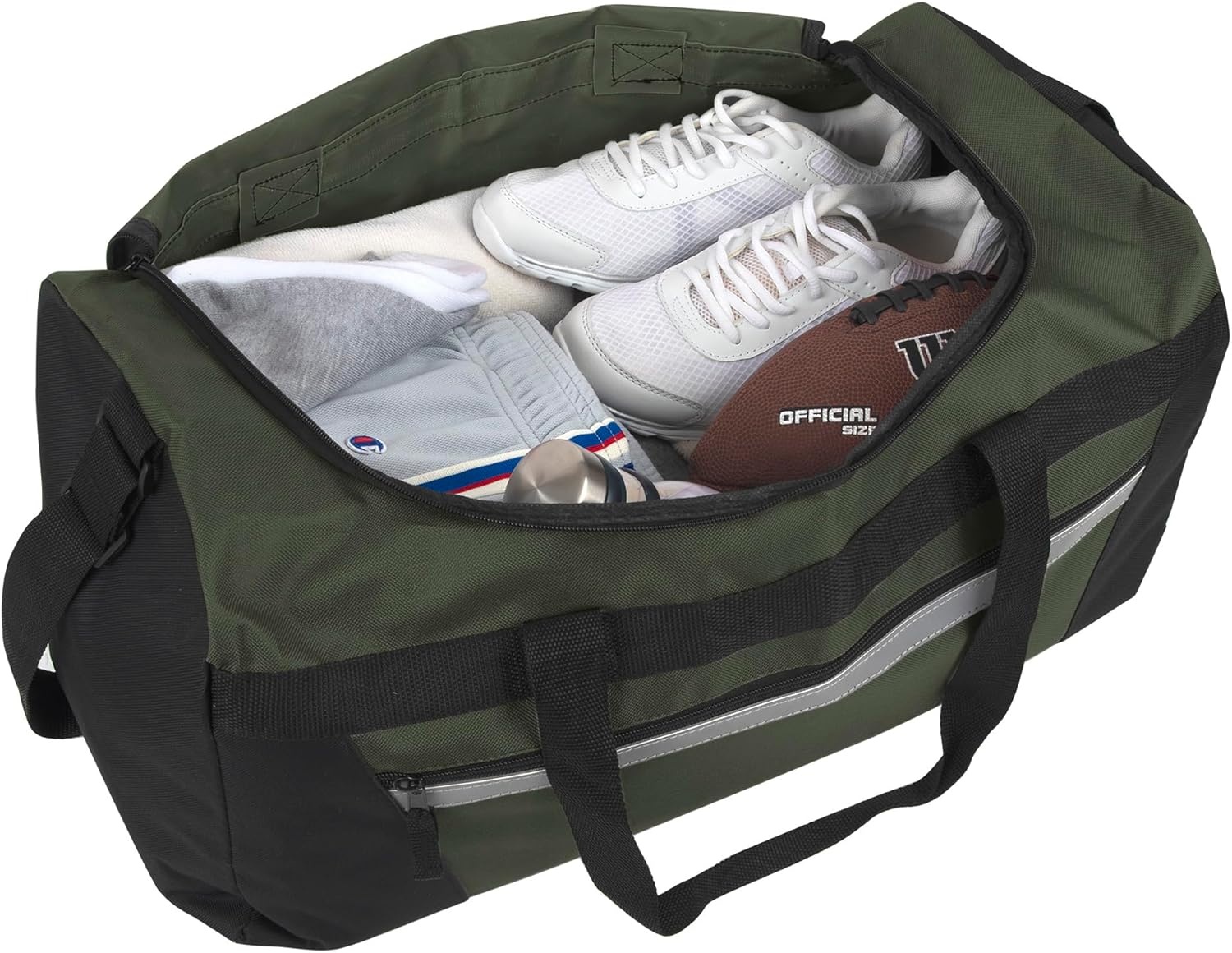 40 Liter, 22 Inch Reflective Duffle Bag with Shoulder Strap for Men, Women, Travel(Hunter Green)