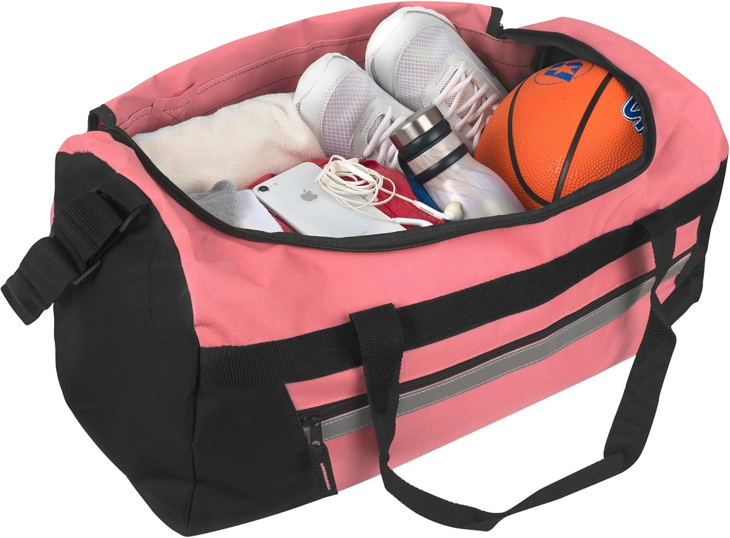 40 Liter, 22 Inch Reflective Duffle Bag with Shoulder Strap for Men, Women, Travel(Pink)