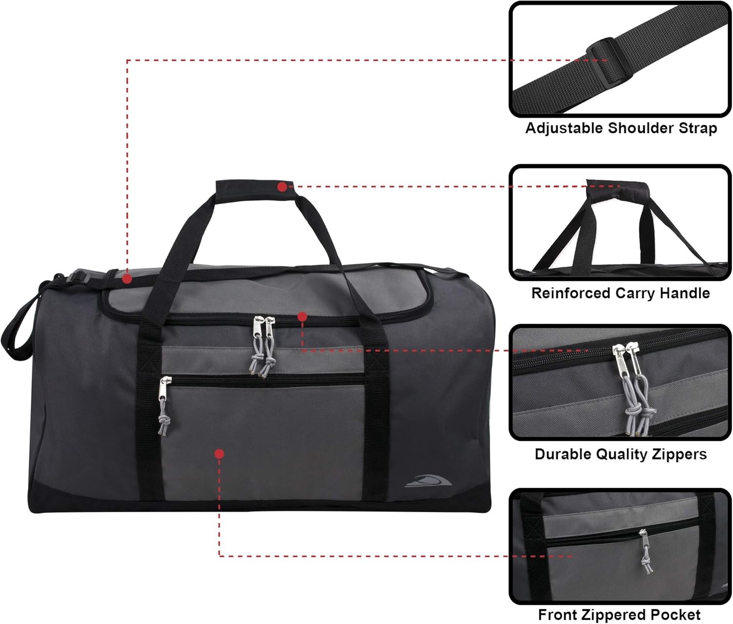 55 Liter, 24 Inch Lightweight Canvas Duffle Bags for Men & Women For Traveling, the Gym, and as Sports Equipment Bag/Organizer (Grey 3)