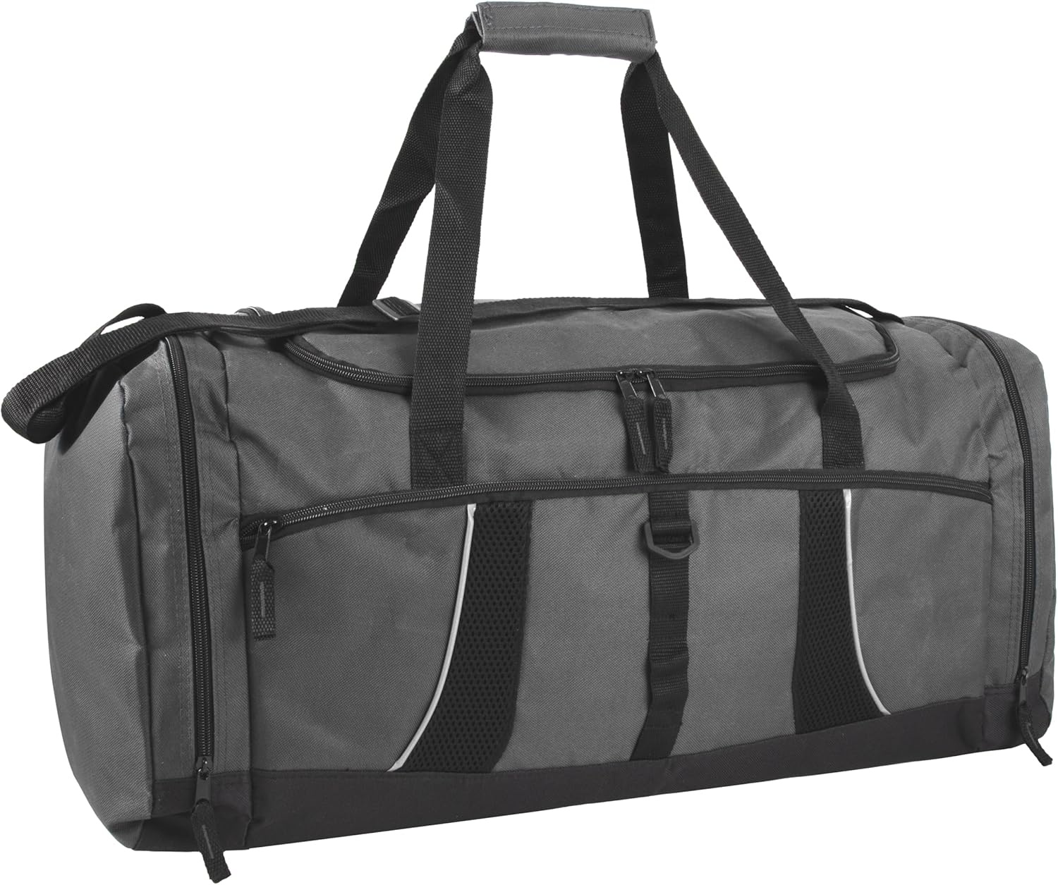 24 pack Extra Large 26 Inch 79 Liter Duffel Bags 48 Inch Shoulder Strap, Reflective Piping for Travel, Gym, Sports, Track, Field in Navy Blue(Gray)