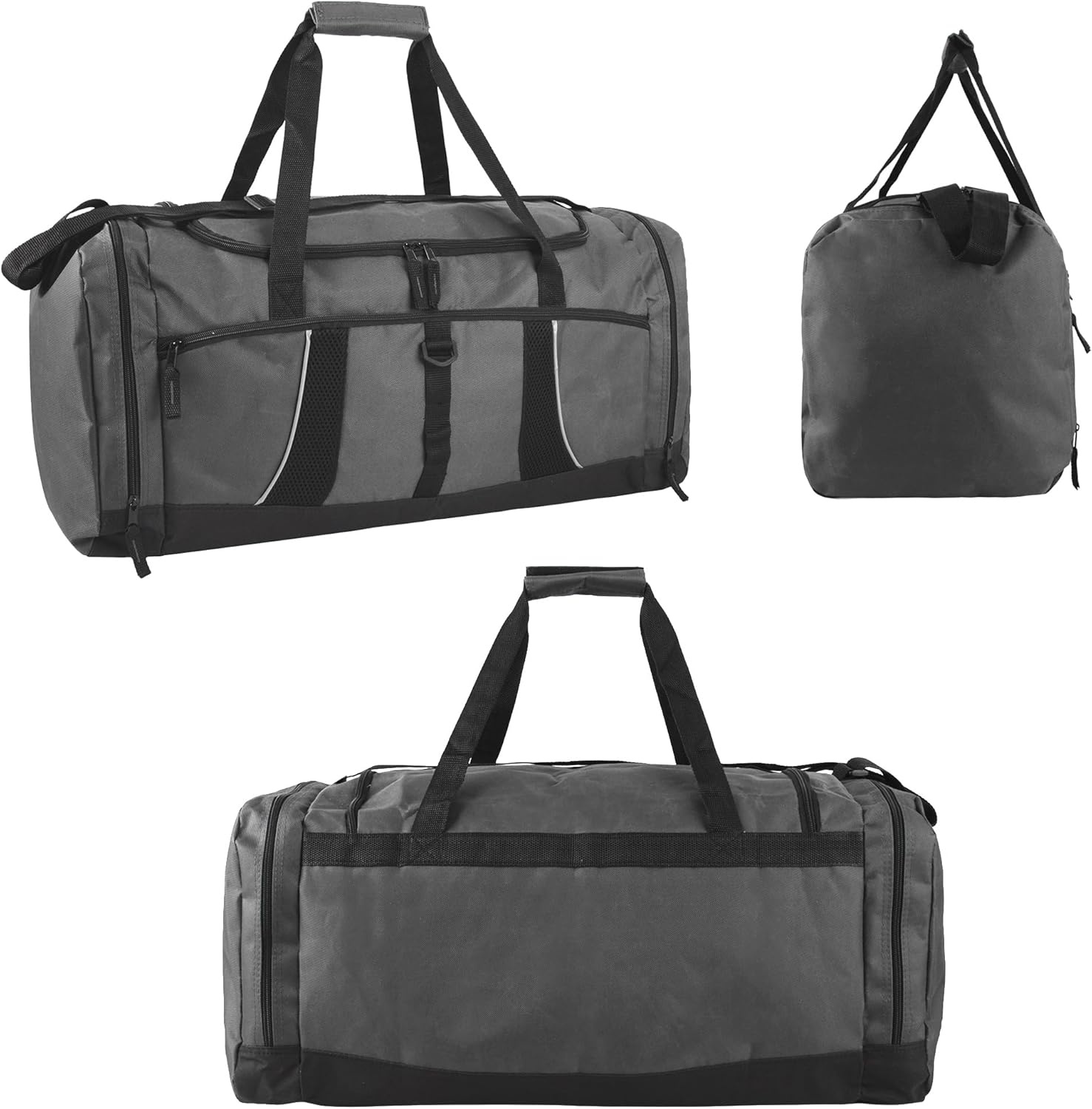 24 pack Extra Large 26 Inch 79 Liter Duffel Bags 48 Inch Shoulder Strap, Reflective Piping for Travel, Gym, Sports, Track, Field in Navy Blue(Gray)