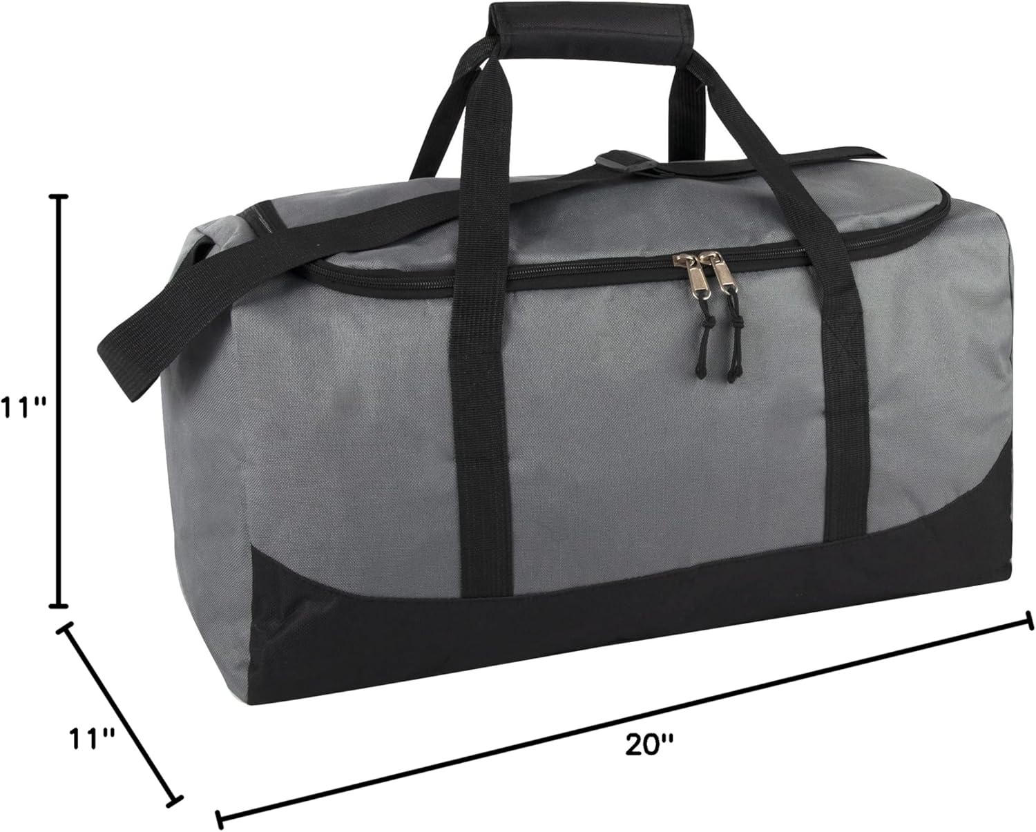 20 Inch, 40 Liter Duffel Bag for Men, Women Travel Weekender Overnight Carry-on Shoulder Duffel Tote Bag (Black)(Grey)