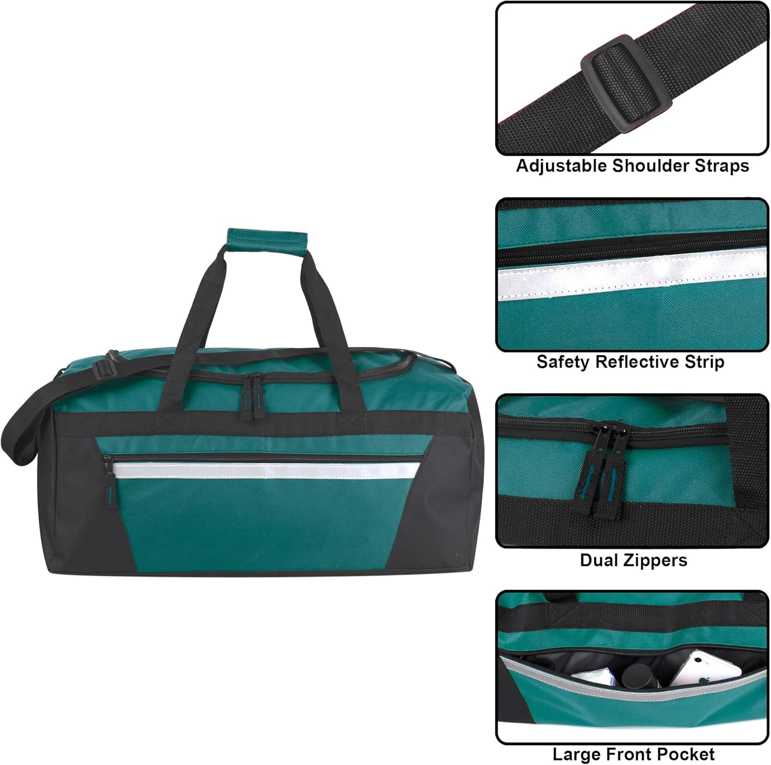 40 Liter, 22 Inch Reflective Duffle Bag with Shoulder Strap for Men, Women, Travel(Green)