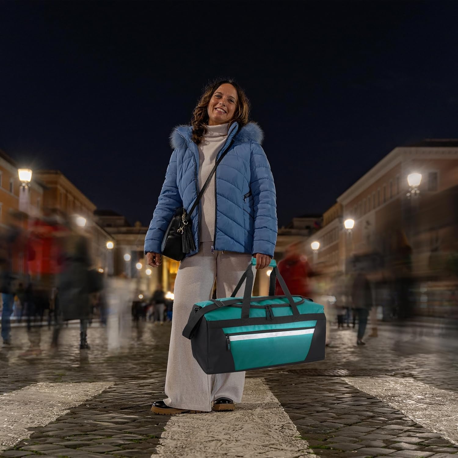 40 Liter, 22 Inch Reflective Duffle Bag with Shoulder Strap for Men, Women, Travel(Green)