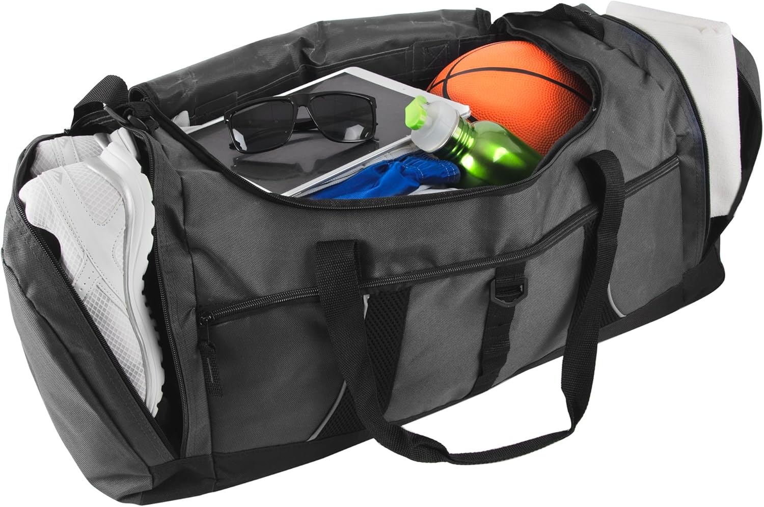 24 pack Extra Large 26 Inch 79 Liter Duffel Bags 48 Inch Shoulder Strap, Reflective Piping for Travel, Gym, Sports, Track, Field in Navy Blue(Assorted Colors)