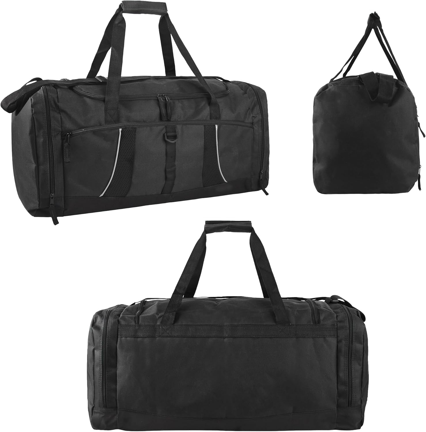 24 pack Extra Large 26 Inch 79 Liter Duffel Bags 48 Inch Shoulder Strap, Reflective Piping for Travel, Gym, Sports, Track, Field in Navy Blue(Assorted Colors)