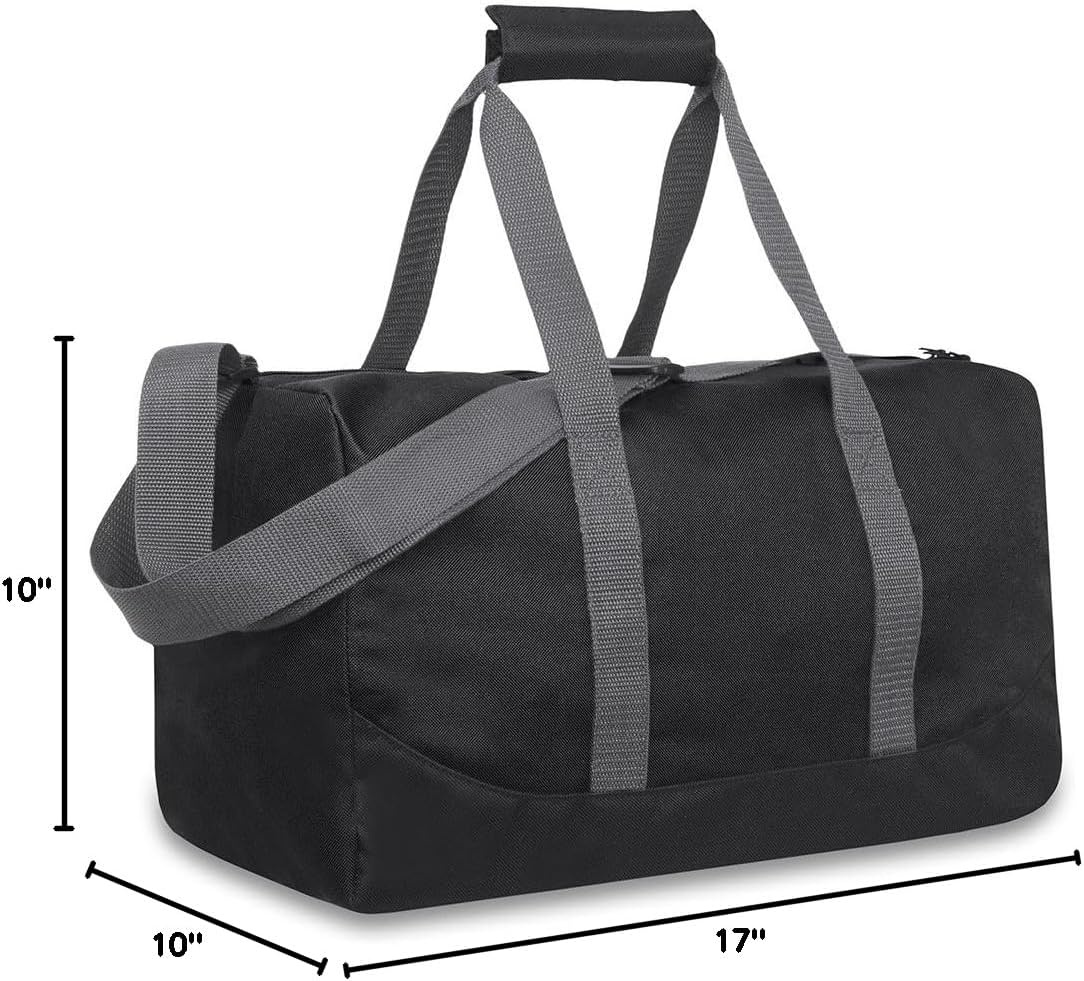 30 Liter, 17 Inch Canvas Duffle Bags for Men and Women – Travel Weekender Overnight Carry-On Shoulder Duffel Tote Bags (Grey)(Black)