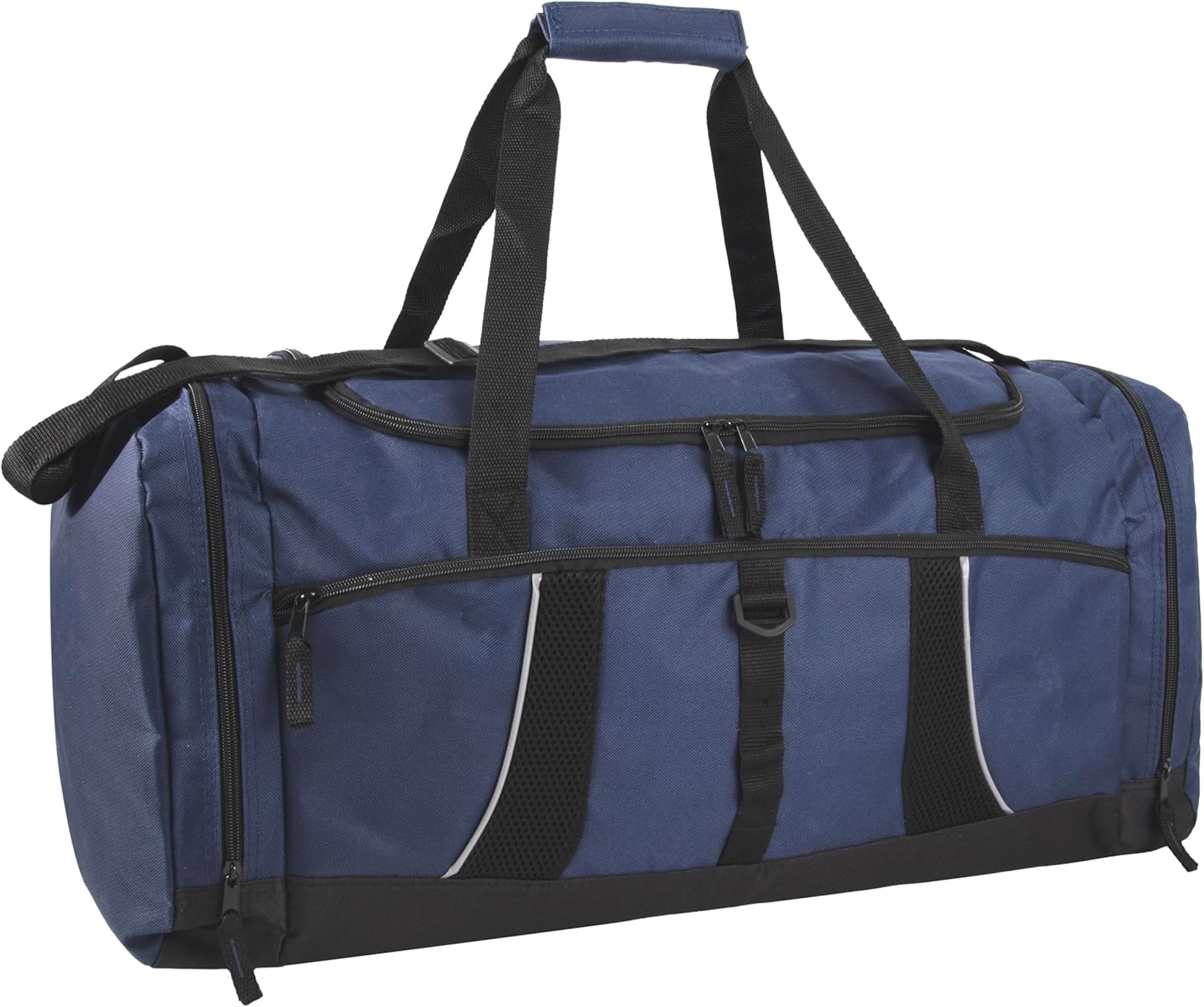 24 pack Extra Large 26 Inch 79 Liter Duffel Bags 48 Inch Shoulder Strap, Reflective Piping for Travel, Gym, Sports, Track, Field in Navy Blue(Navy Blue)