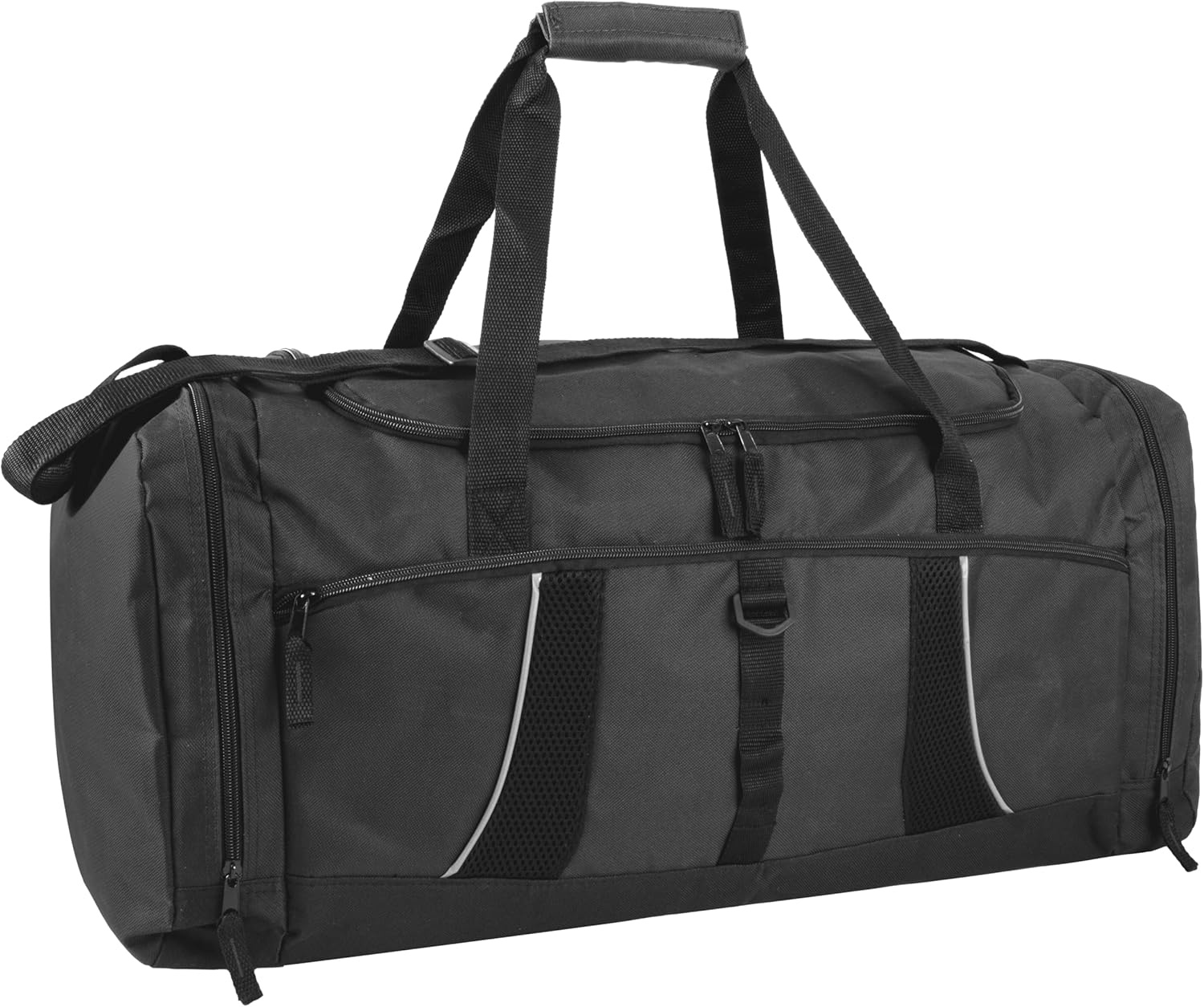 24 pack Extra Large 26 Inch 79 Liter Duffel Bags 48 Inch Shoulder Strap, Reflective Piping for Travel, Gym, Sports, Track, Field in Navy Blue(Black)