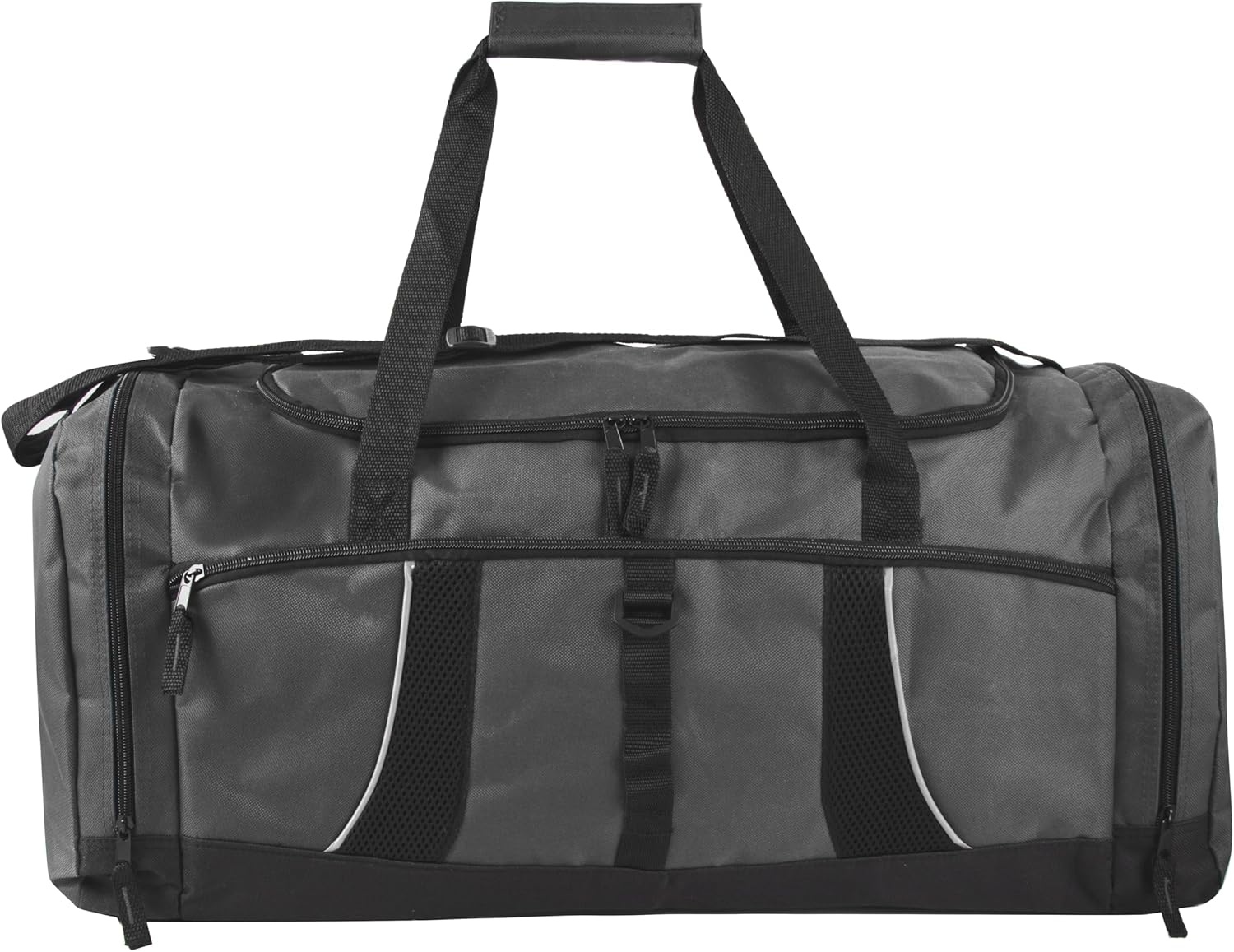 Extra Large 26 Inch 79 Liter Duffel Bag 48 Inch Long Shoulder Strap, Reflective Piping for Travel, Gym, Sports, Track, Field, Men, Women in Navy Blue(Gray)