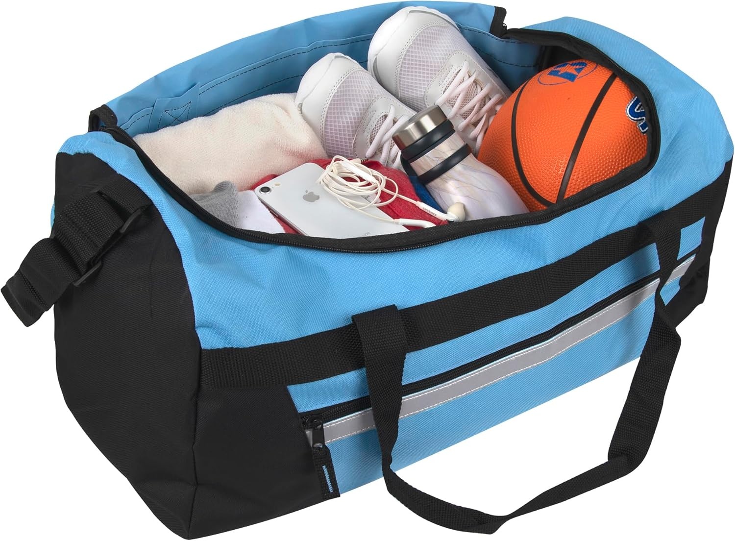 40 Liter, 22 Inch Reflective Duffle Bag with Shoulder Strap for Men, Women, Travel(Light Blue)