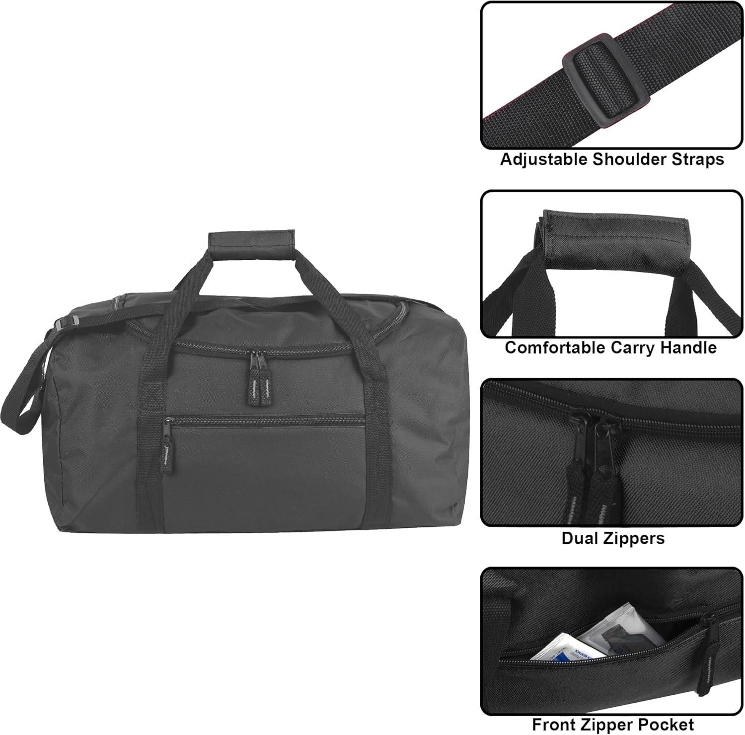 20 Inch, 40 Liter Duffel Bag for Men, Women Travel Weekender Overnight Carry-on Shoulder Duffel Tote Bag (Black)(Black)