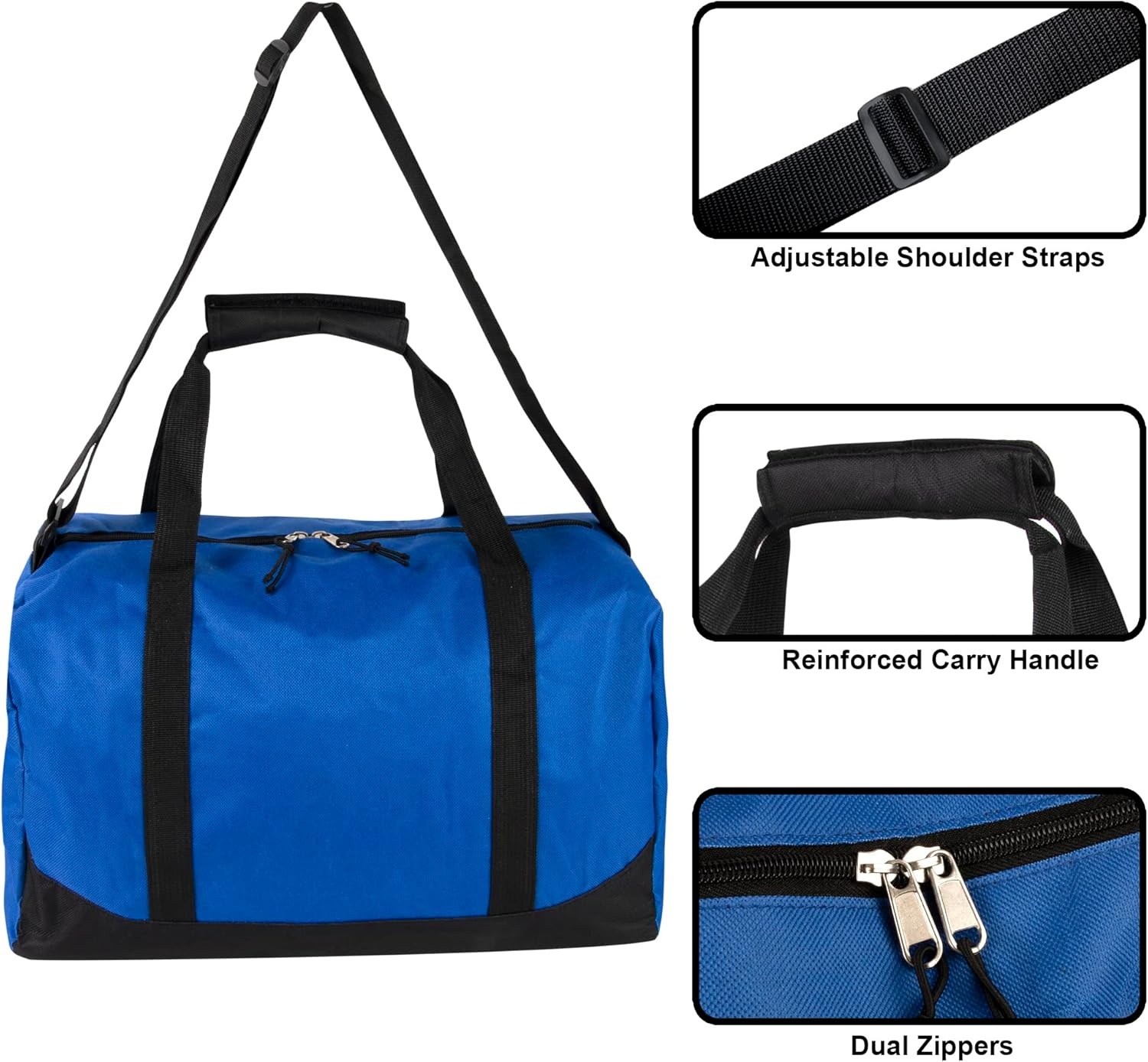 30 Liter, 17 Inch Canvas Duffle Bags for Men and Women – Travel Weekender Overnight Carry-On Shoulder Duffel Tote Bags (Grey)(Blue)