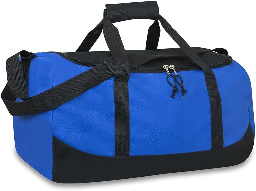30 Liter, 17 Inch Canvas Duffle Bags for Men and Women – Travel Weekender Overnight Carry-On Shoulder Duffel Tote Bags (Grey)(Blue)