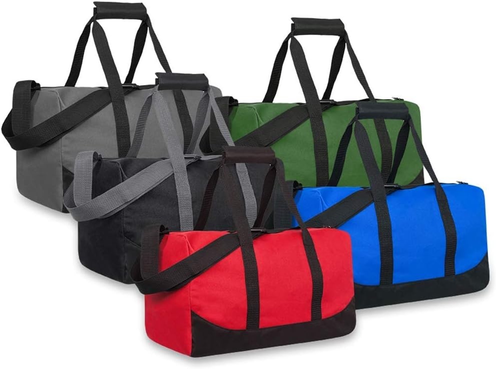 30 Liter, 17 Inch Canvas Duffle Bags for Men and Women – Travel Weekender Overnight Carry-On Shoulder Duffel Tote Bags (Grey)(Blue)