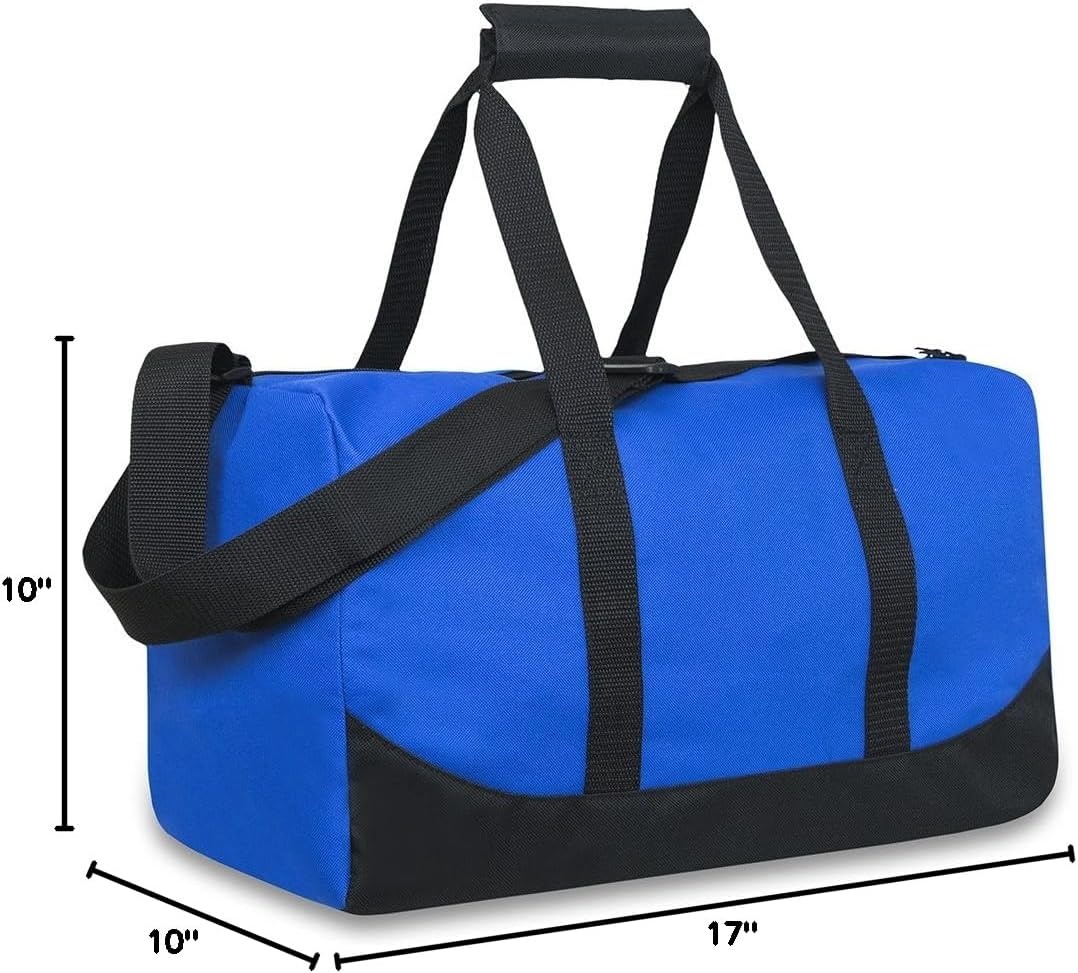 30 Liter, 17 Inch Canvas Duffle Bags for Men and Women – Travel Weekender Overnight Carry-On Shoulder Duffel Tote Bags (Grey)(Blue)