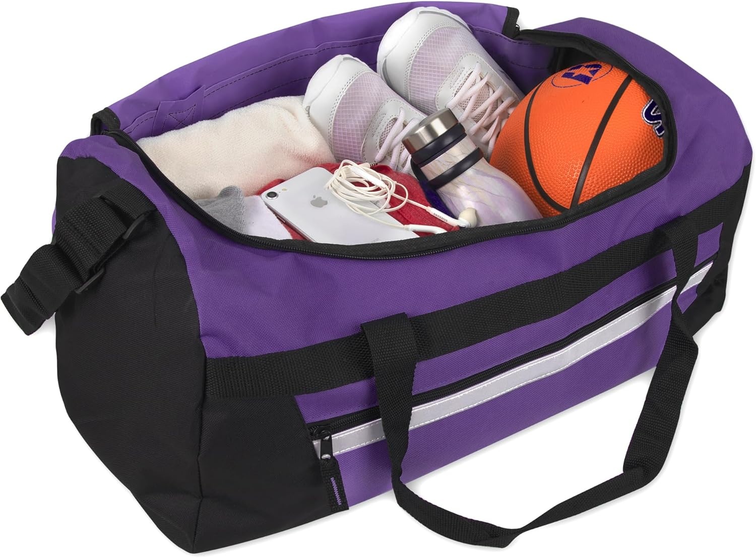 40 Liter, 22 Inch Reflective Duffle Bag with Shoulder Strap for Men, Women, Travel(Purple)