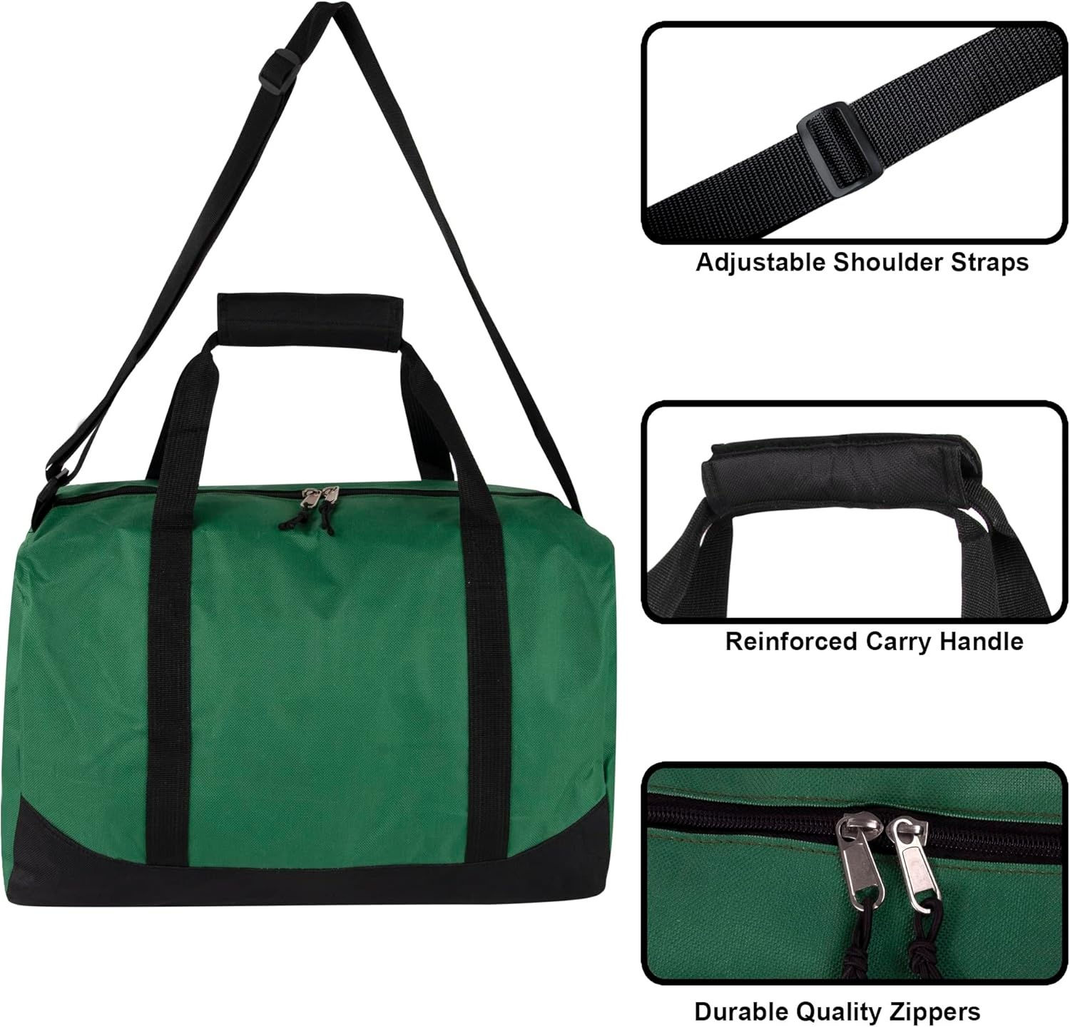 30 Liter, 17 Inch Canvas Duffle Bags for Men and Women – Travel Weekender Overnight Carry-On Shoulder Duffel Tote Bags (Grey)(Green)
