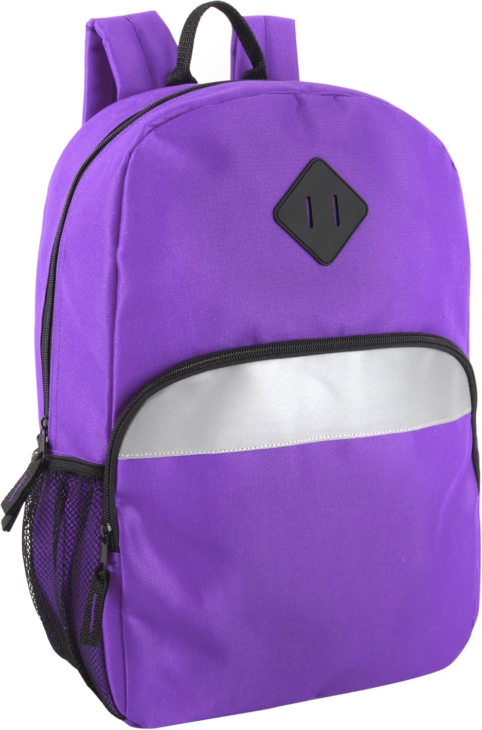 Trail maker Bulk Kids Reflective Backpack Wholesale 24 Pack Backpacks with Side Pockets, Padded (10 Colors Pack)(Purple)
