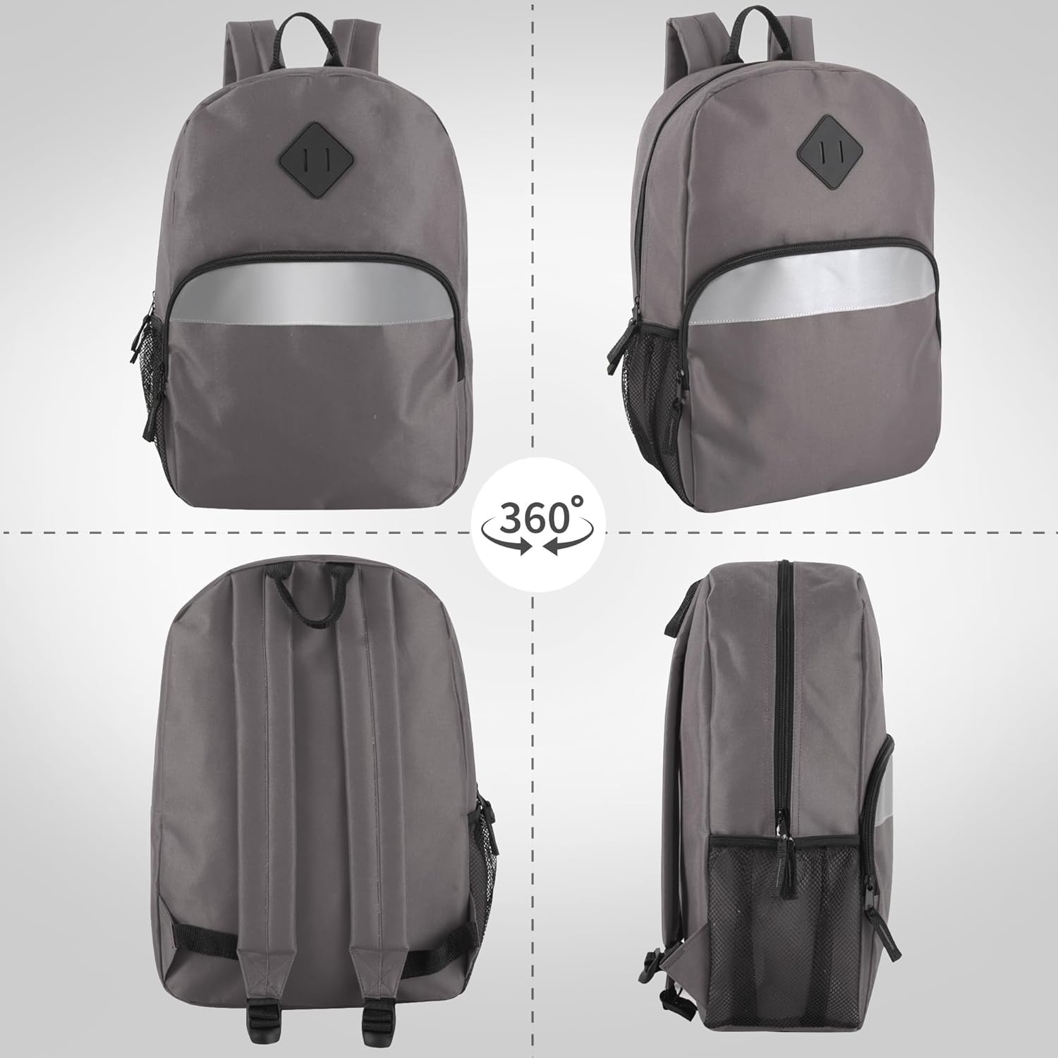 Trail maker Bulk Kids Reflective Backpack Wholesale 24 Pack Backpacks with Side Pockets, Padded (10 Colors Pack)(4 Colors Pack)