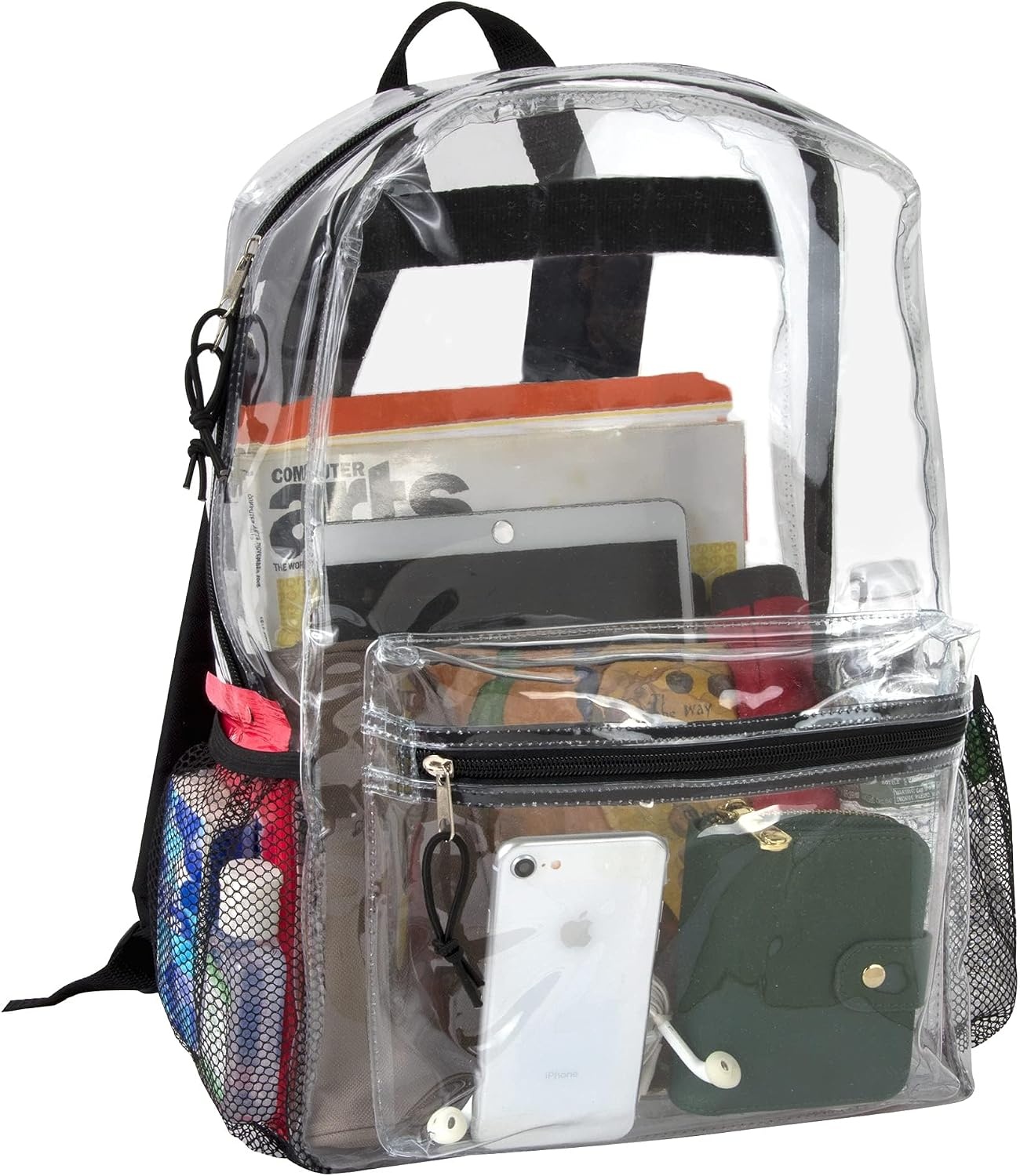Trail maker Bulk Clear Backpacks Wholesale for School 24 Pack Clear Backpacks for Boys, Girls, School, Stadium, Travel (Assorted Colors Pack)(Black Pack)
